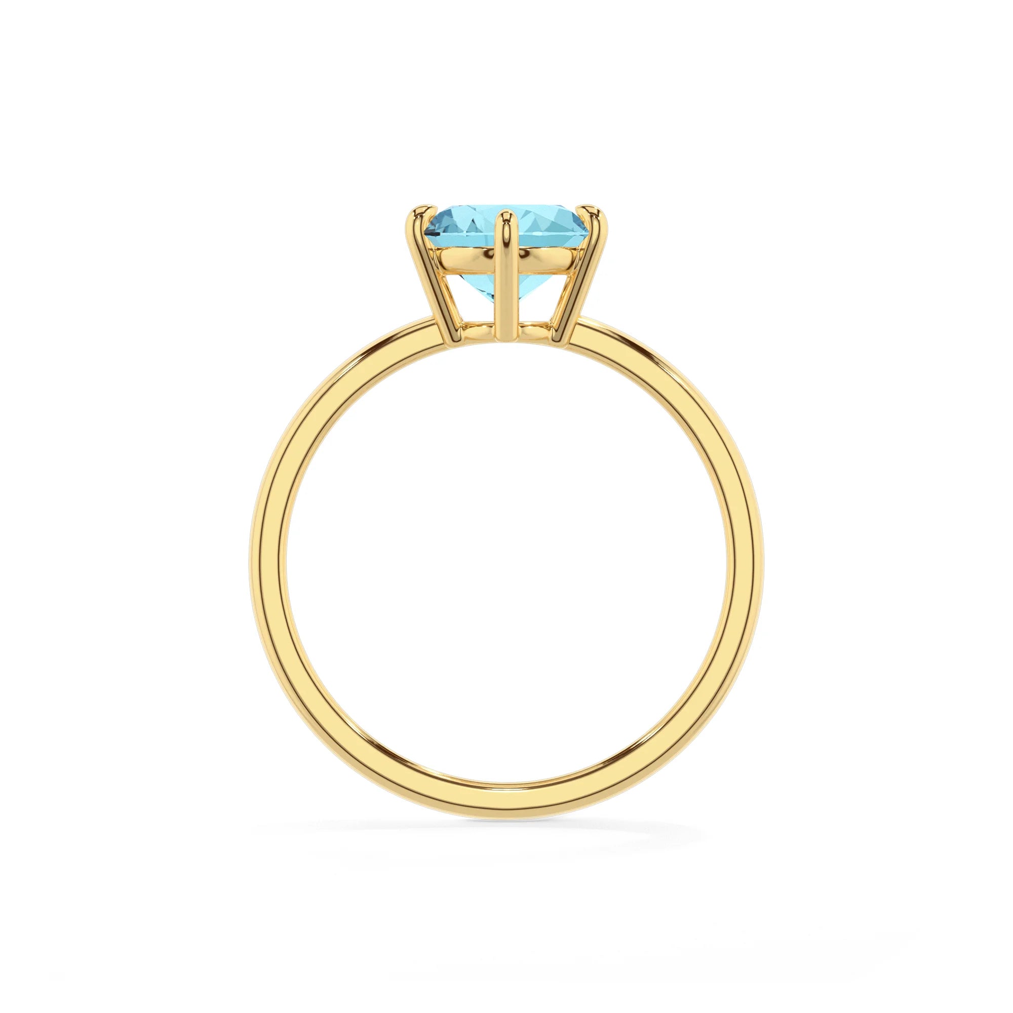 lab grown aquamarine oval solitaire rings in yellow gold