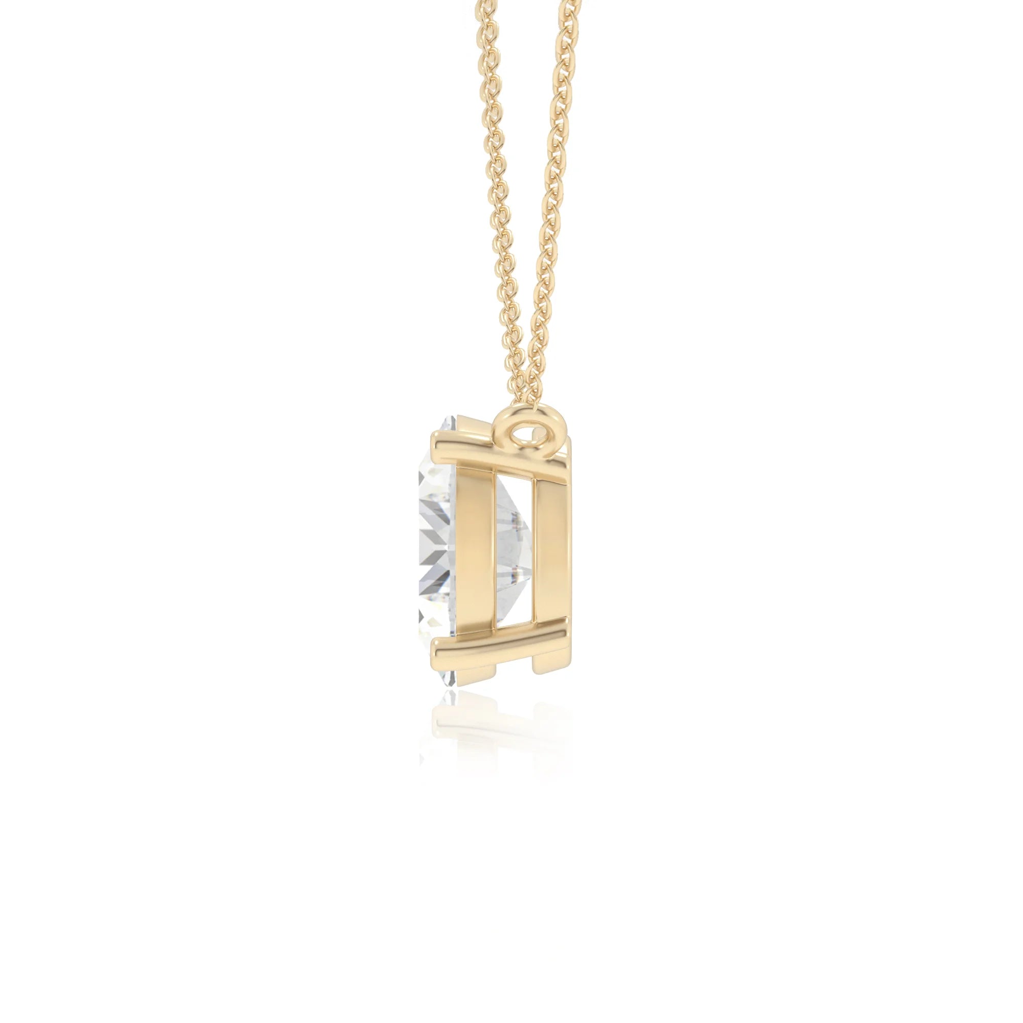 lab grown moissanite oval solitaire necklaces in yellow gold