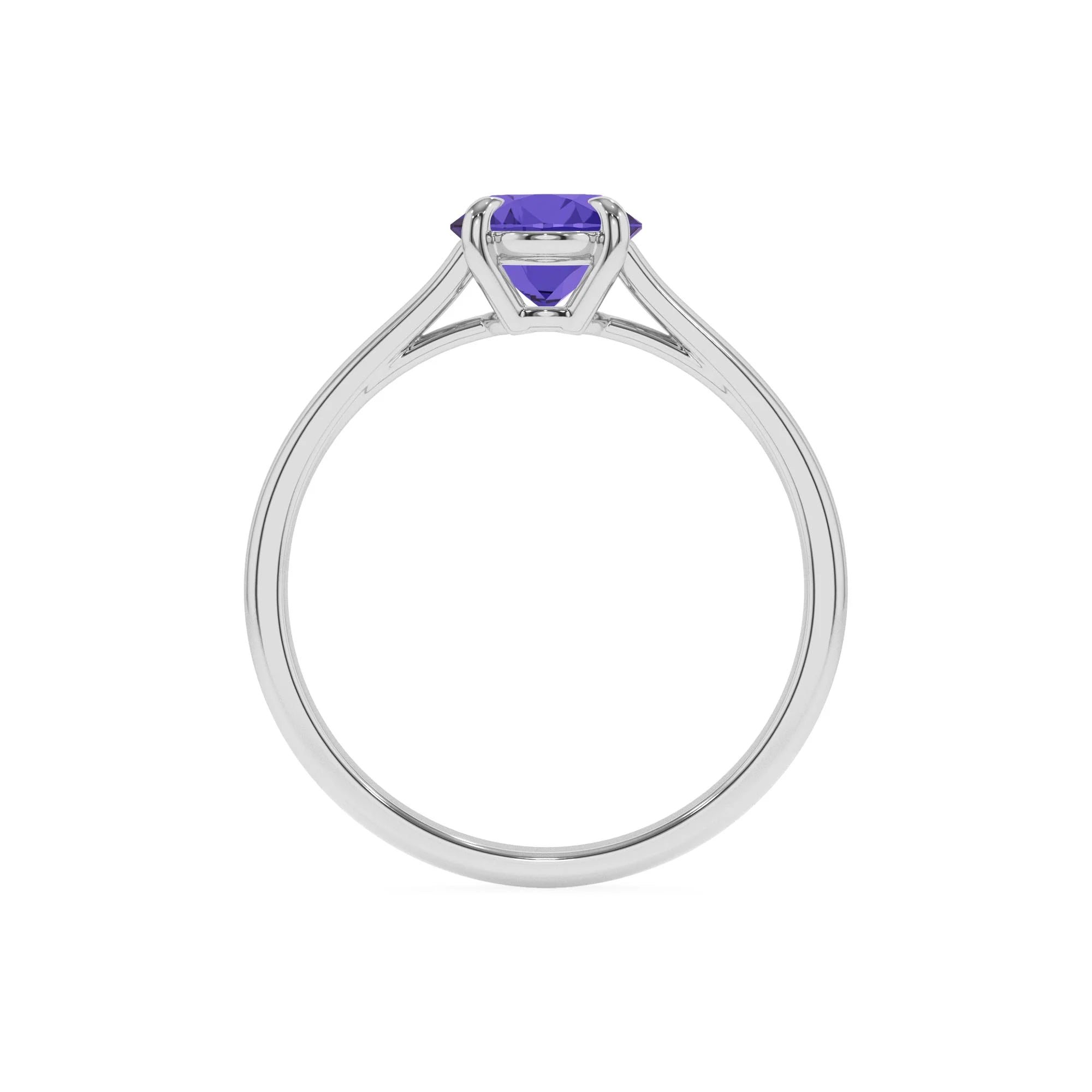 lab grown tanzanite oval solitaire rings in white gold