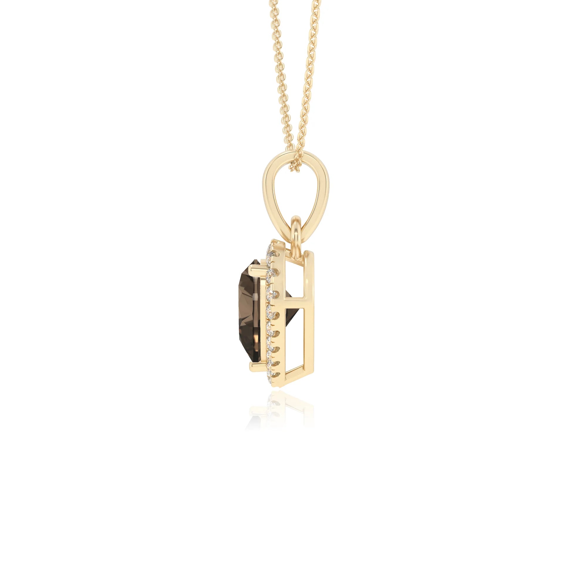 natural smoky-quartz heart solitaire necklaces in yellow gold