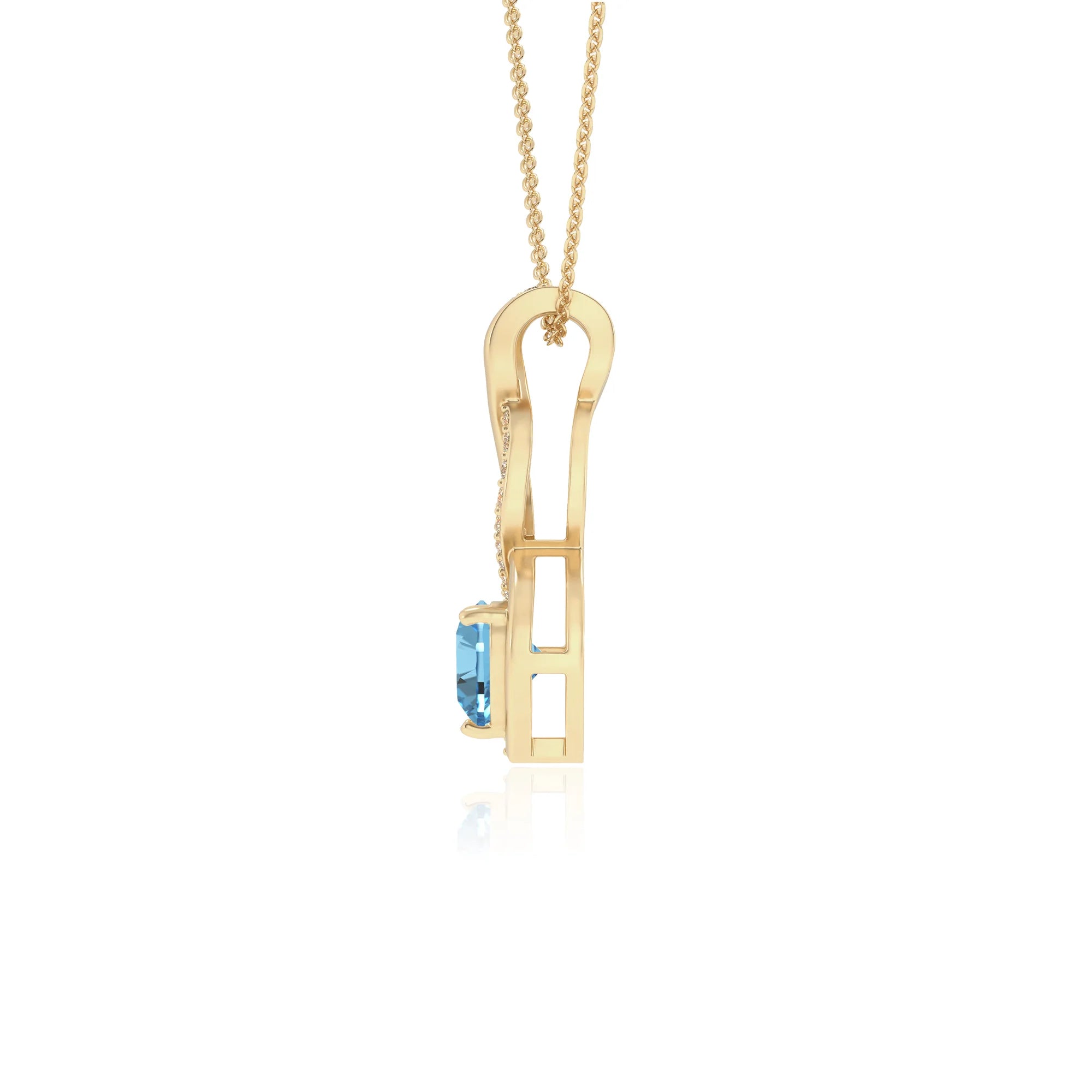 natural swiss-blue-topaz heart infinity necklaces in yellow gold