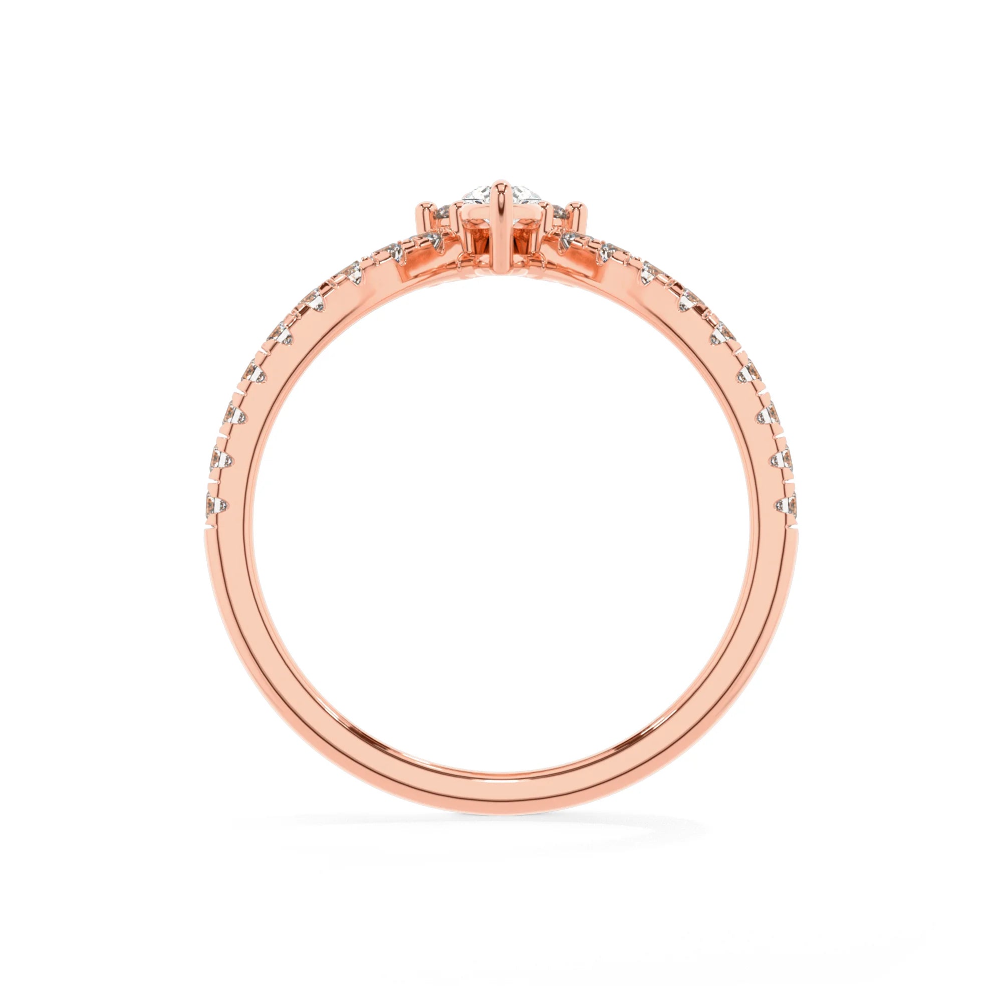 lab grown moissanite marquise solitaire rings in rose gold