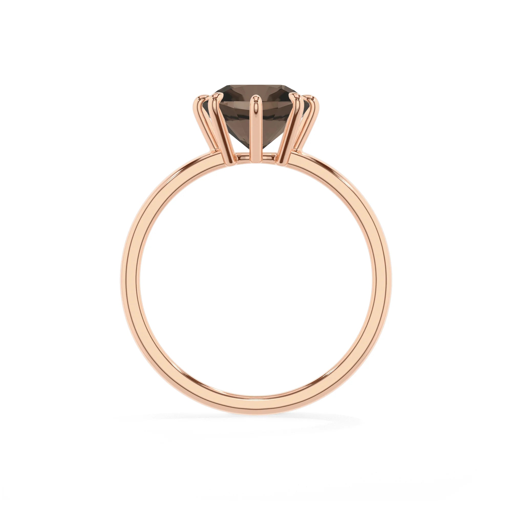 natural smoky-quartz cushion solitaire rings in rose gold