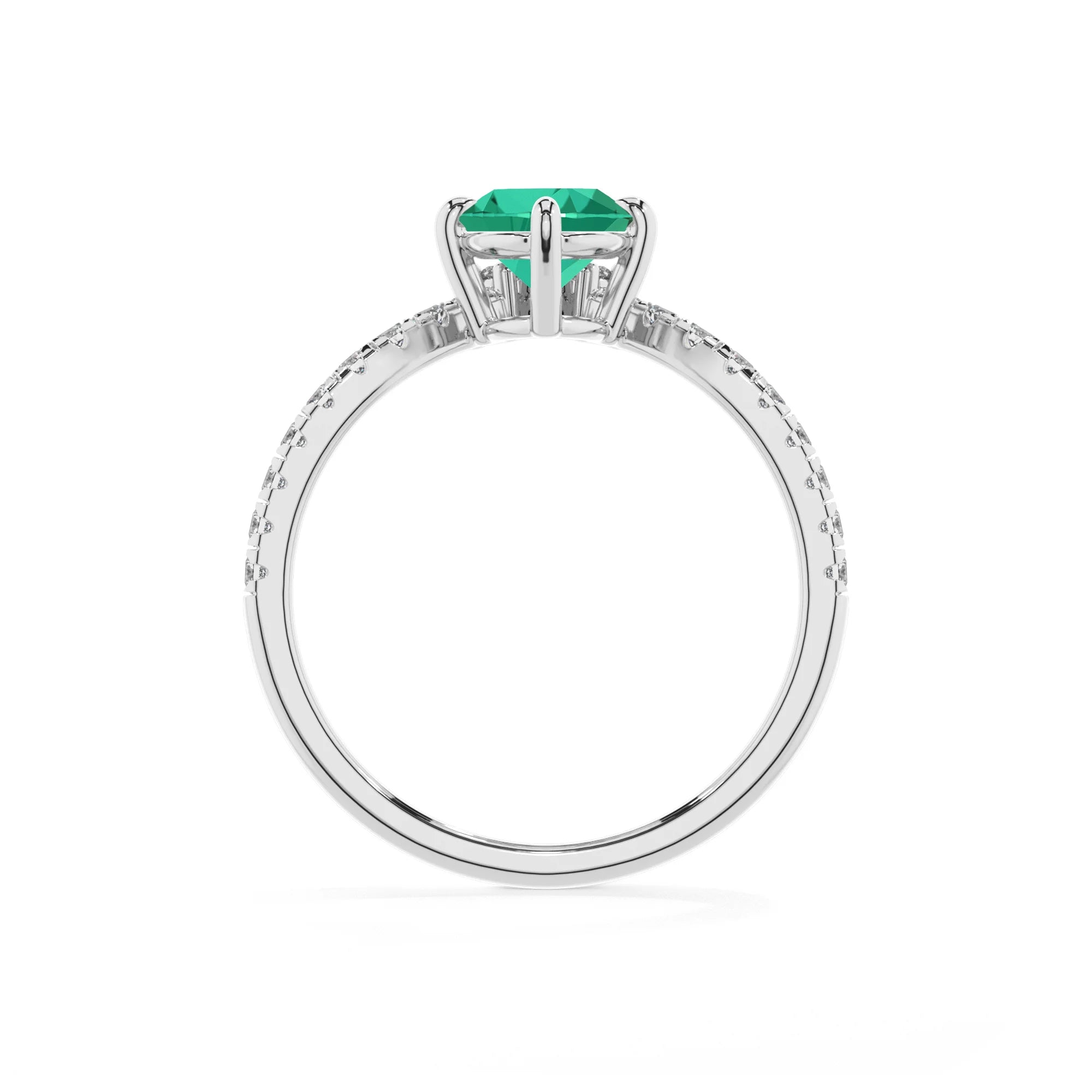 lab grown emerald oval solitaire rings in white gold