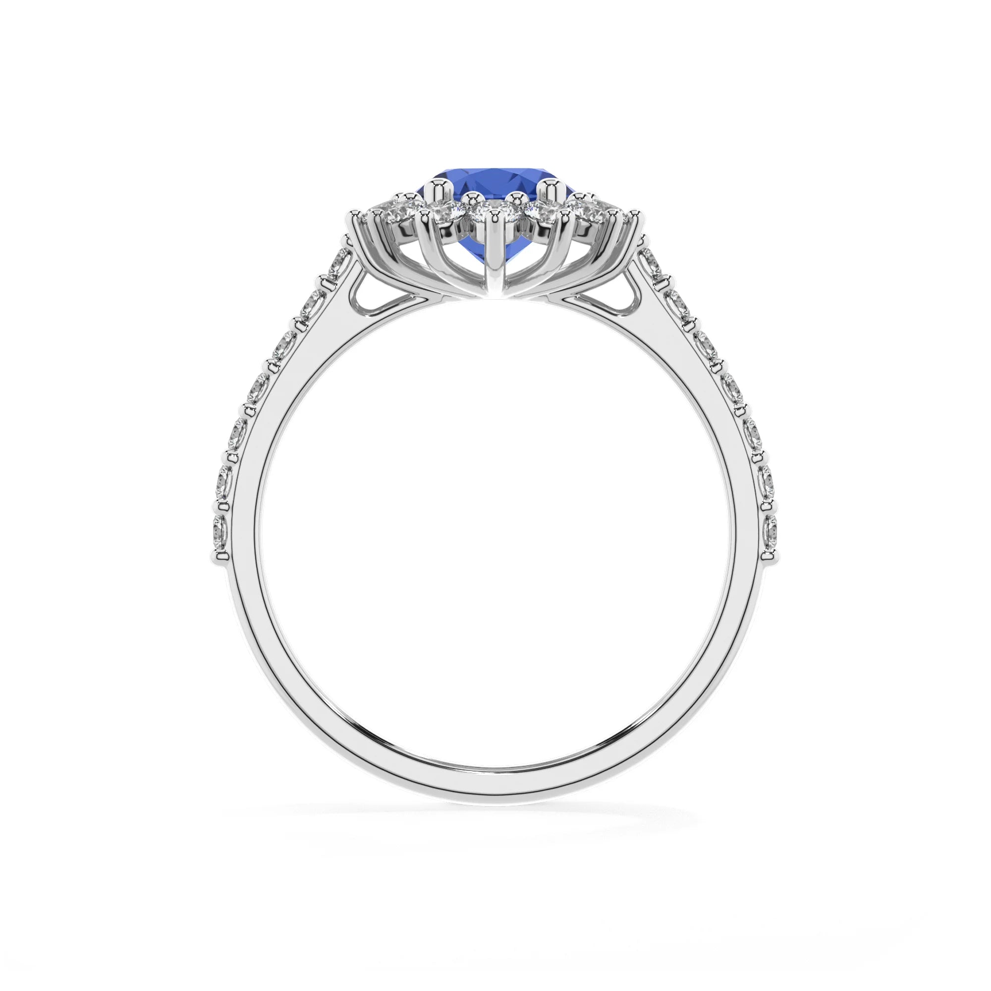 lab grown blue-sapphire oval solitaire rings in sterling silver
