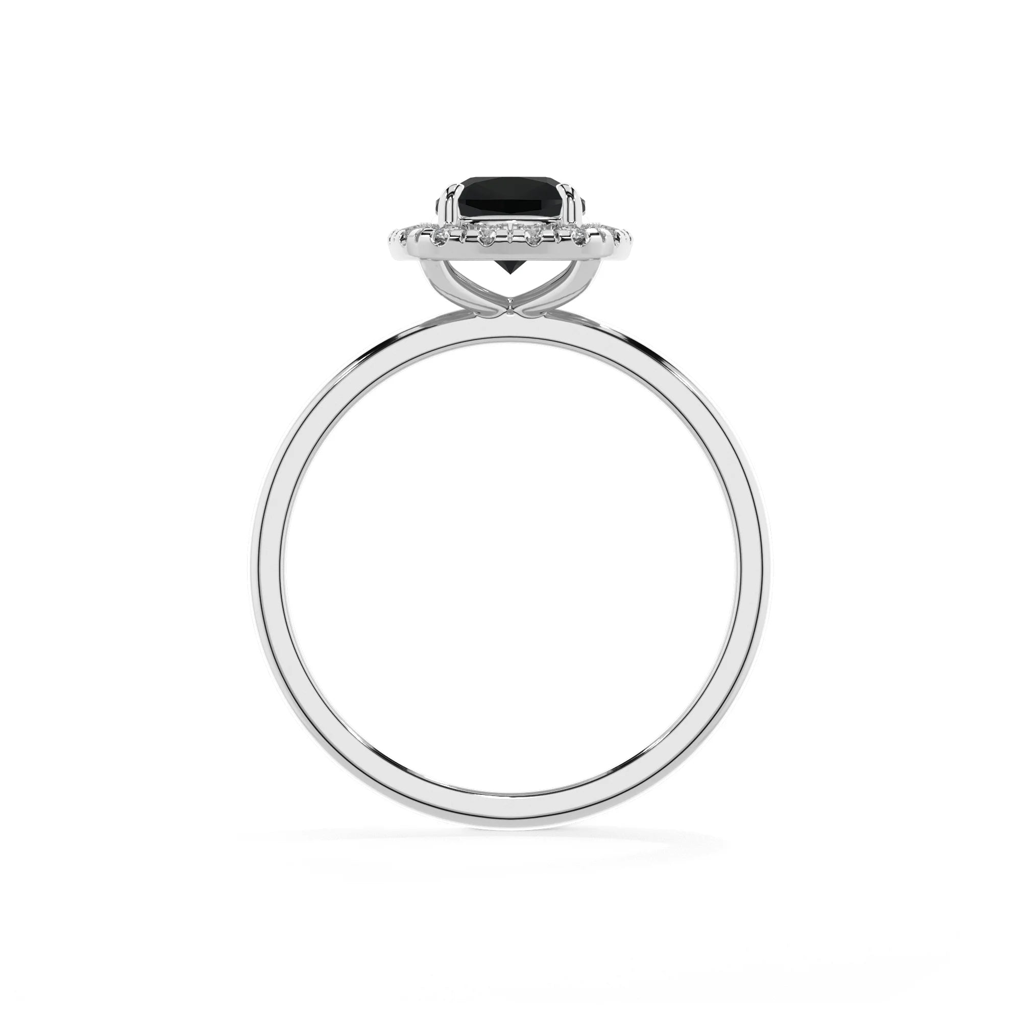natural black-onyx cushion solitaire rings in sterling silver