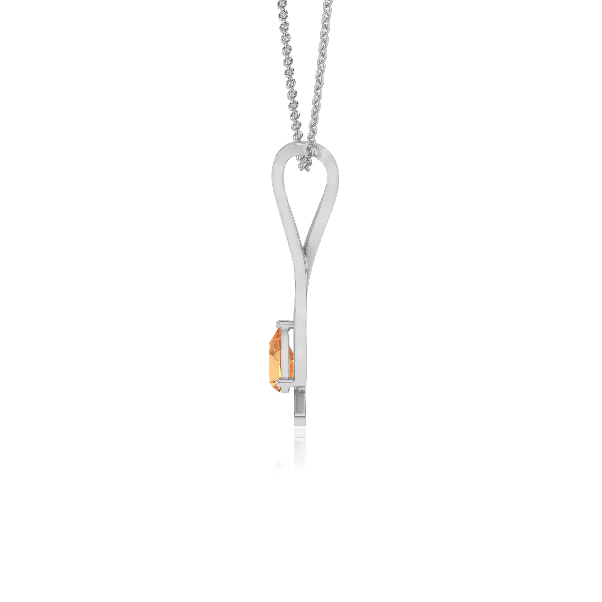 lab grown citrine pear solitaire necklaces in white gold