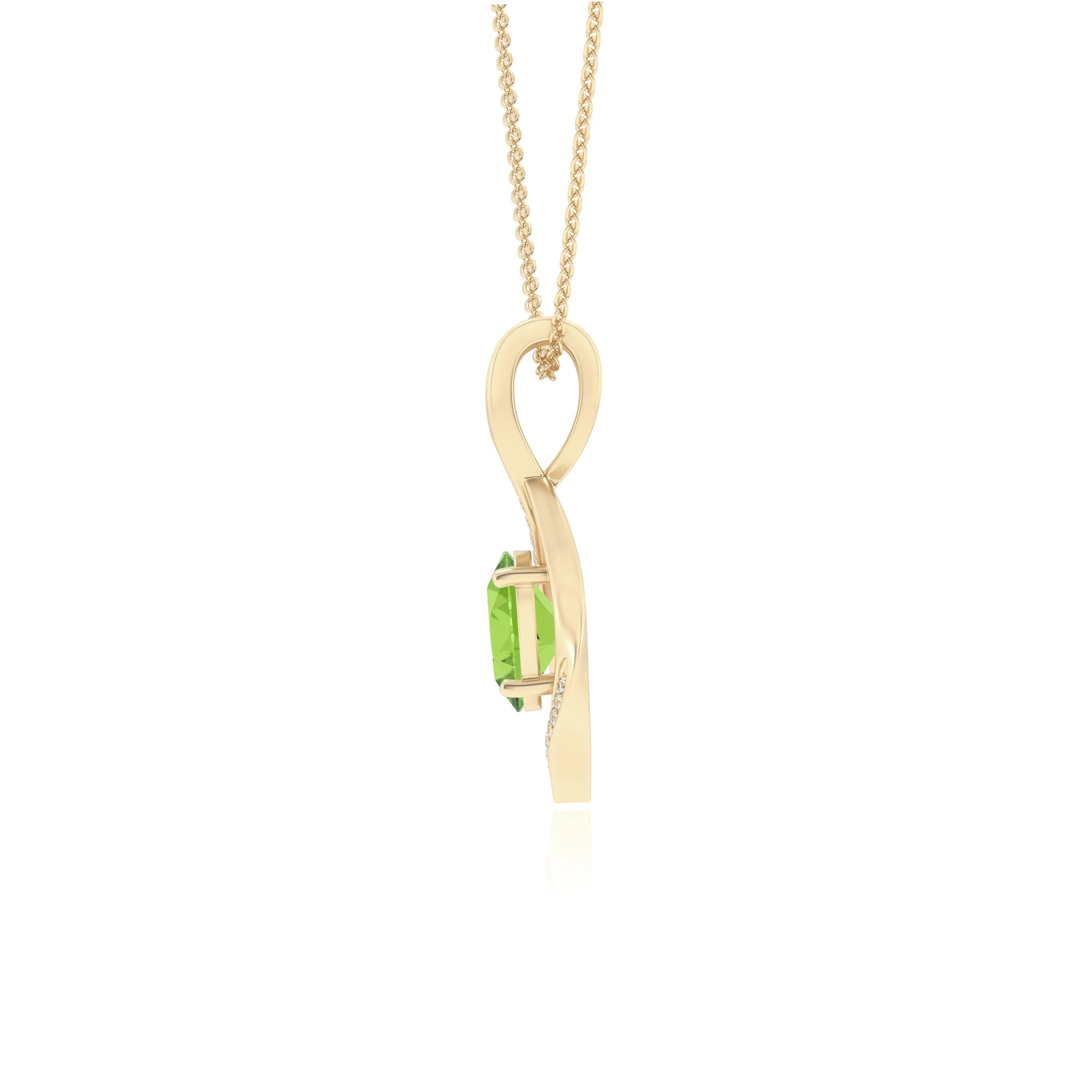 natural peridot oval solitaire necklaces in yellow gold