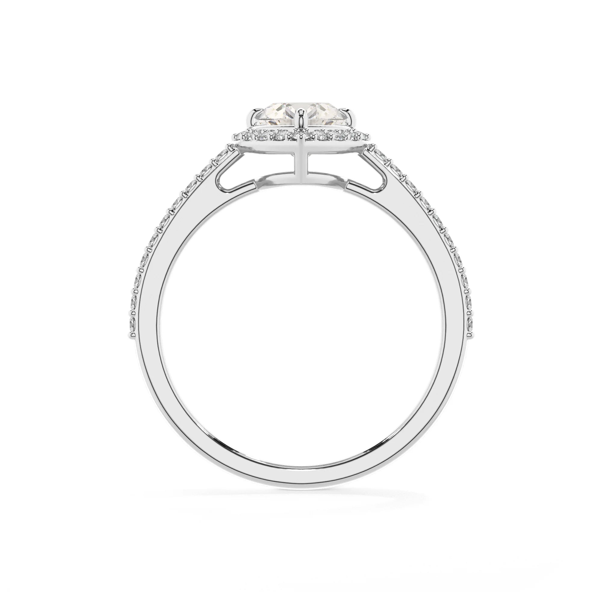 lab grown moissanite heart solitaire rings in sterling silver