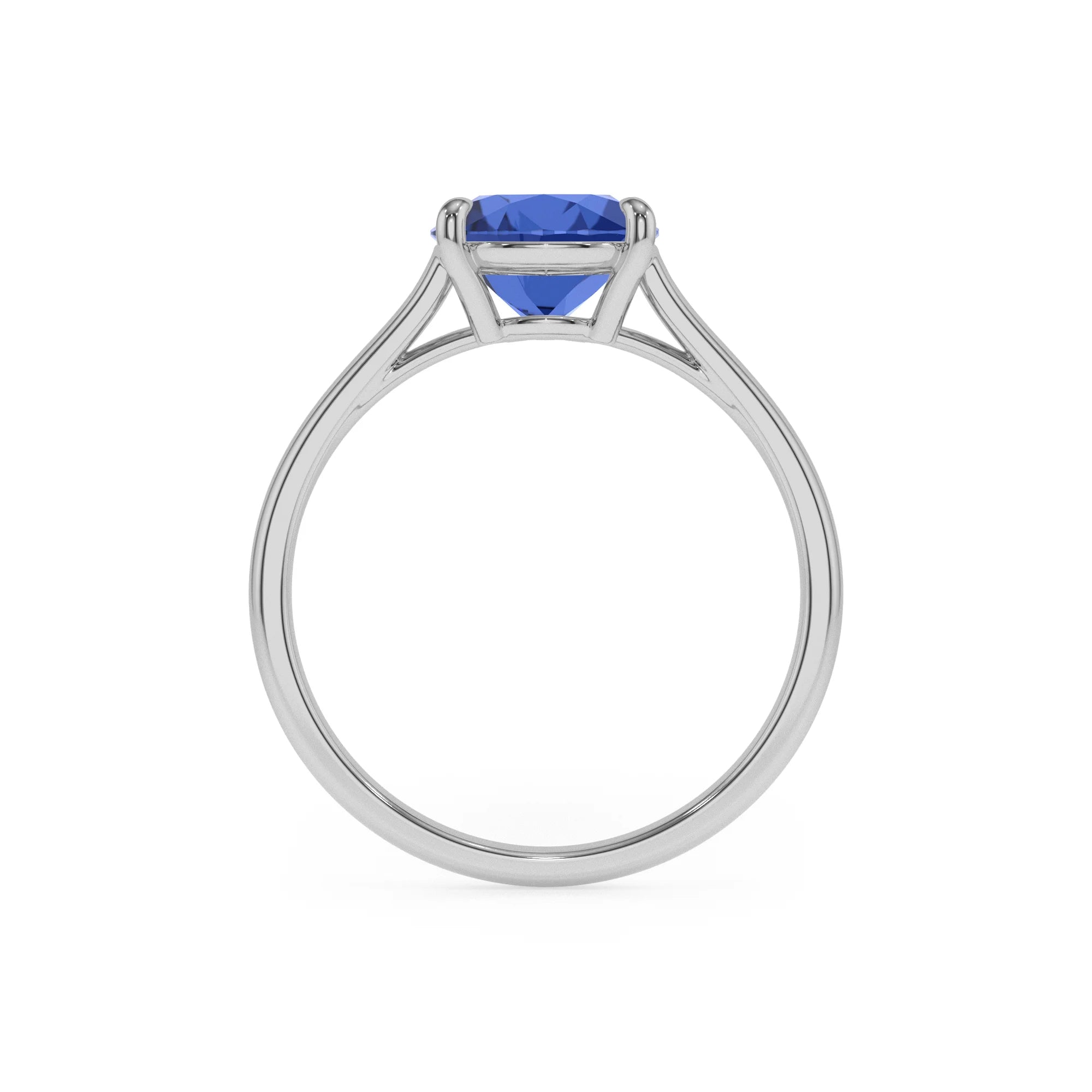 lab grown blue-sapphire pear solitaire rings in platinum