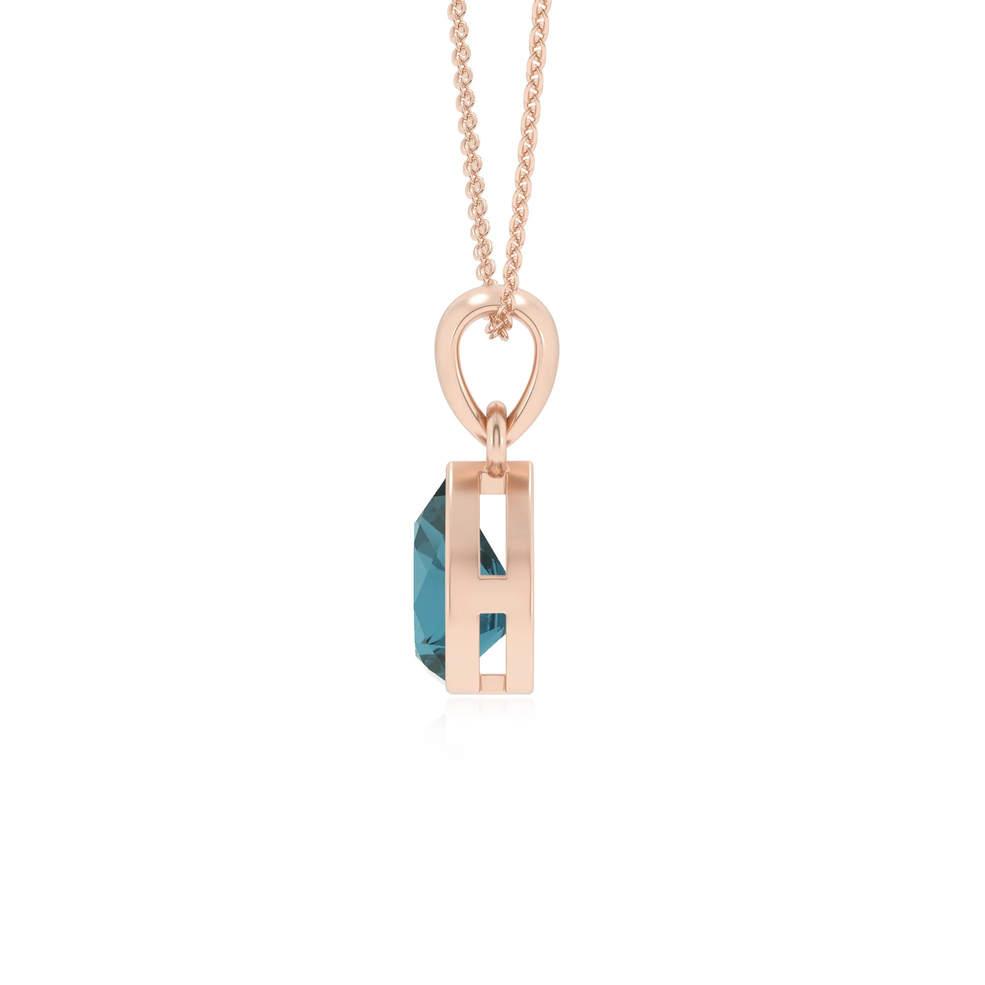 natural london-blue-topaz pear solitaire necklaces in rose gold
