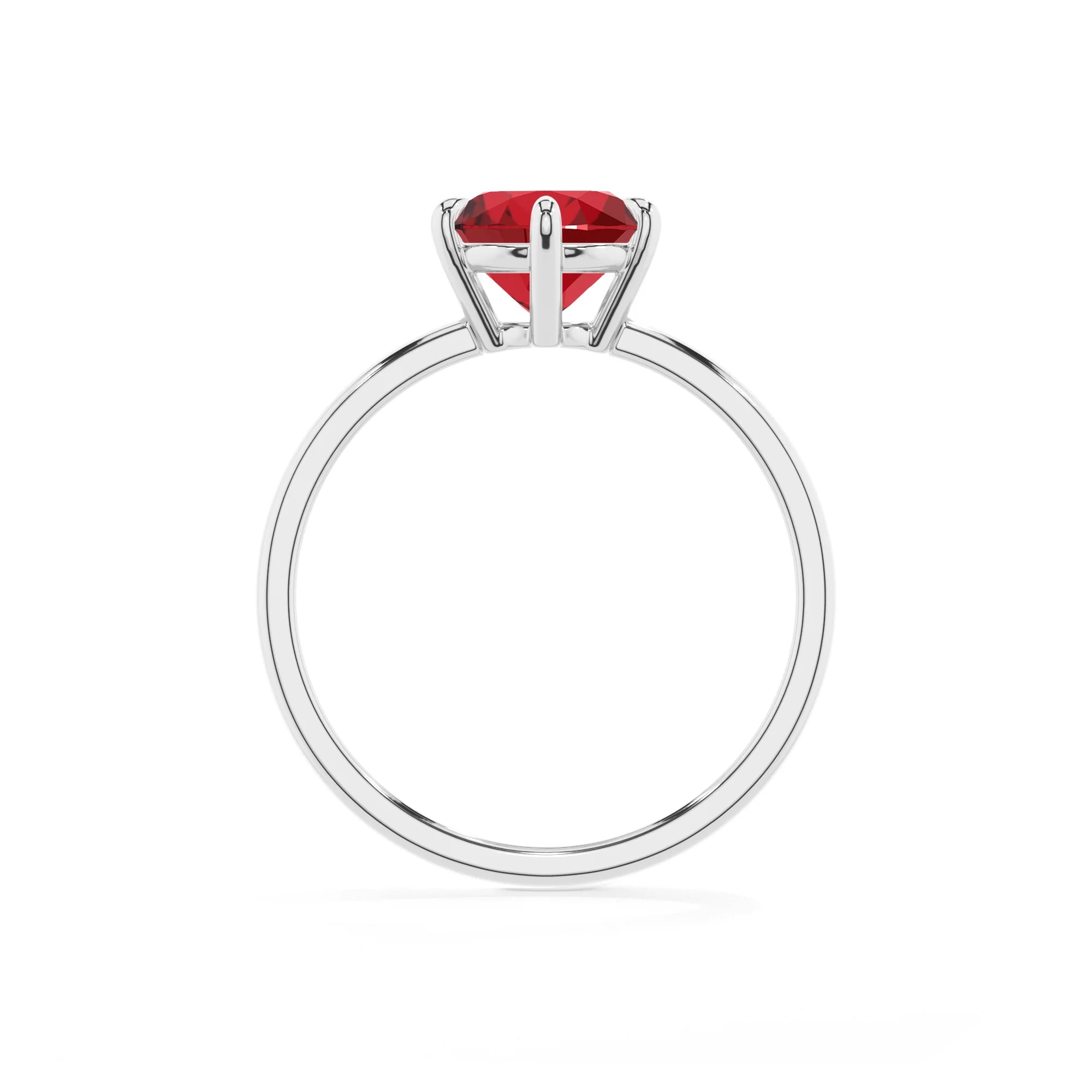lab grown ruby round solitaire rings in white gold