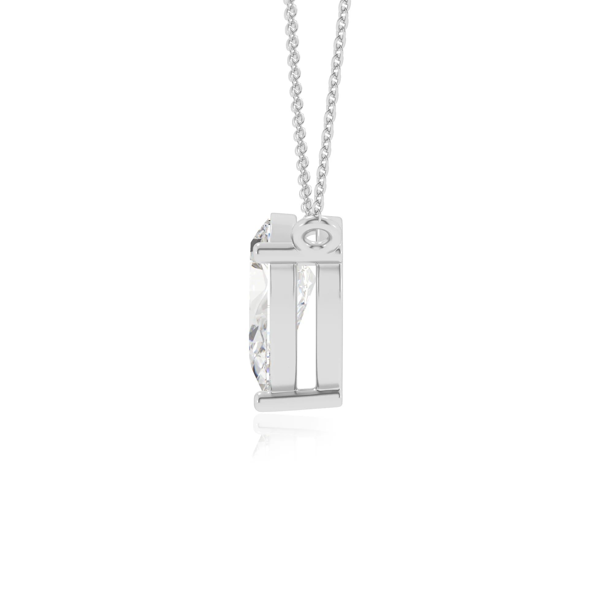 lab grown moissanite pear solitaire necklaces in white gold