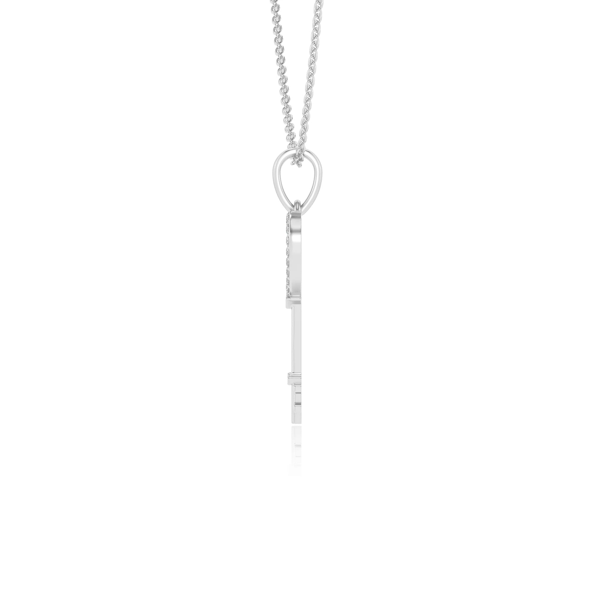 lab grown moissanite round necklaces in white gold