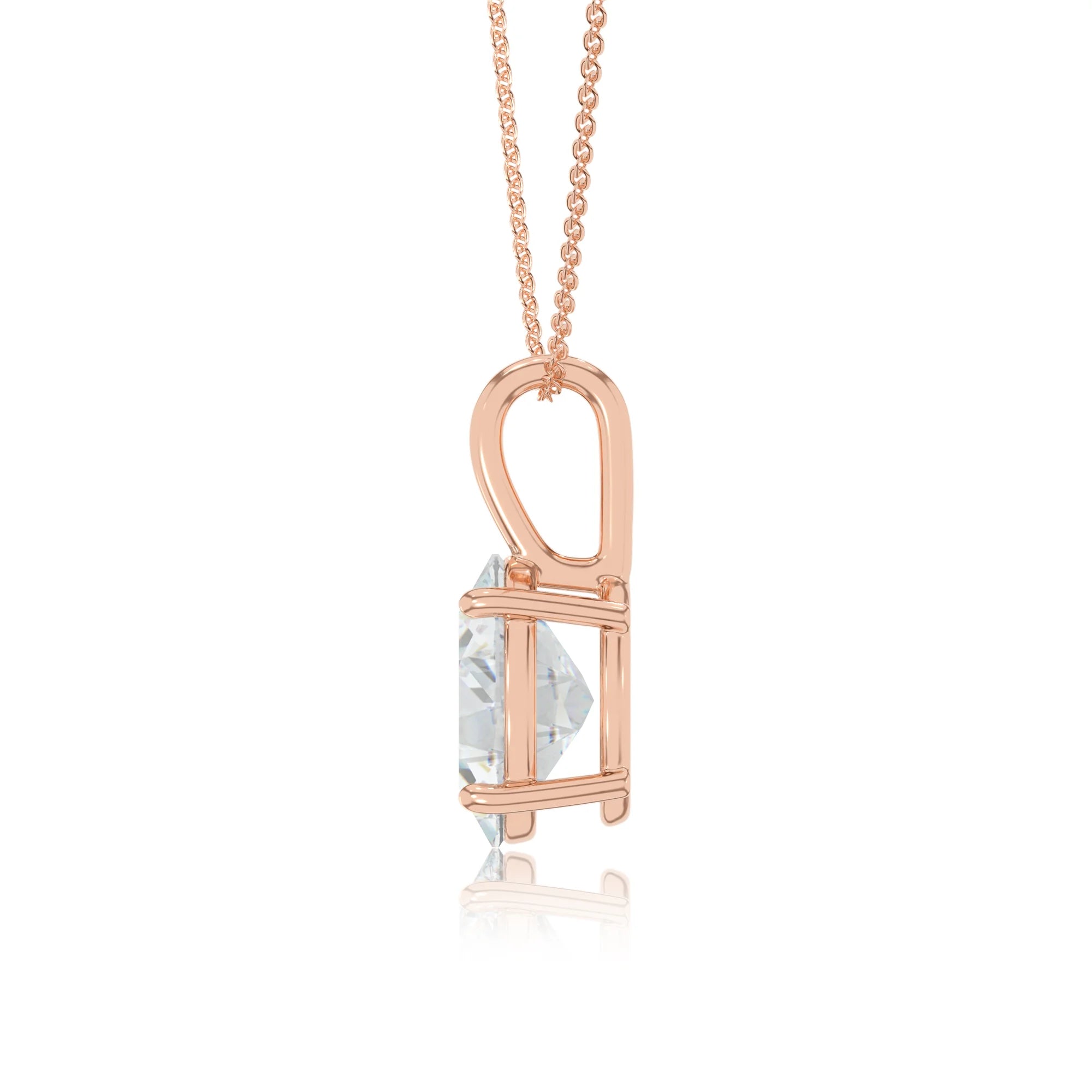 lab grown moissanite oval solitaire necklaces in rose gold