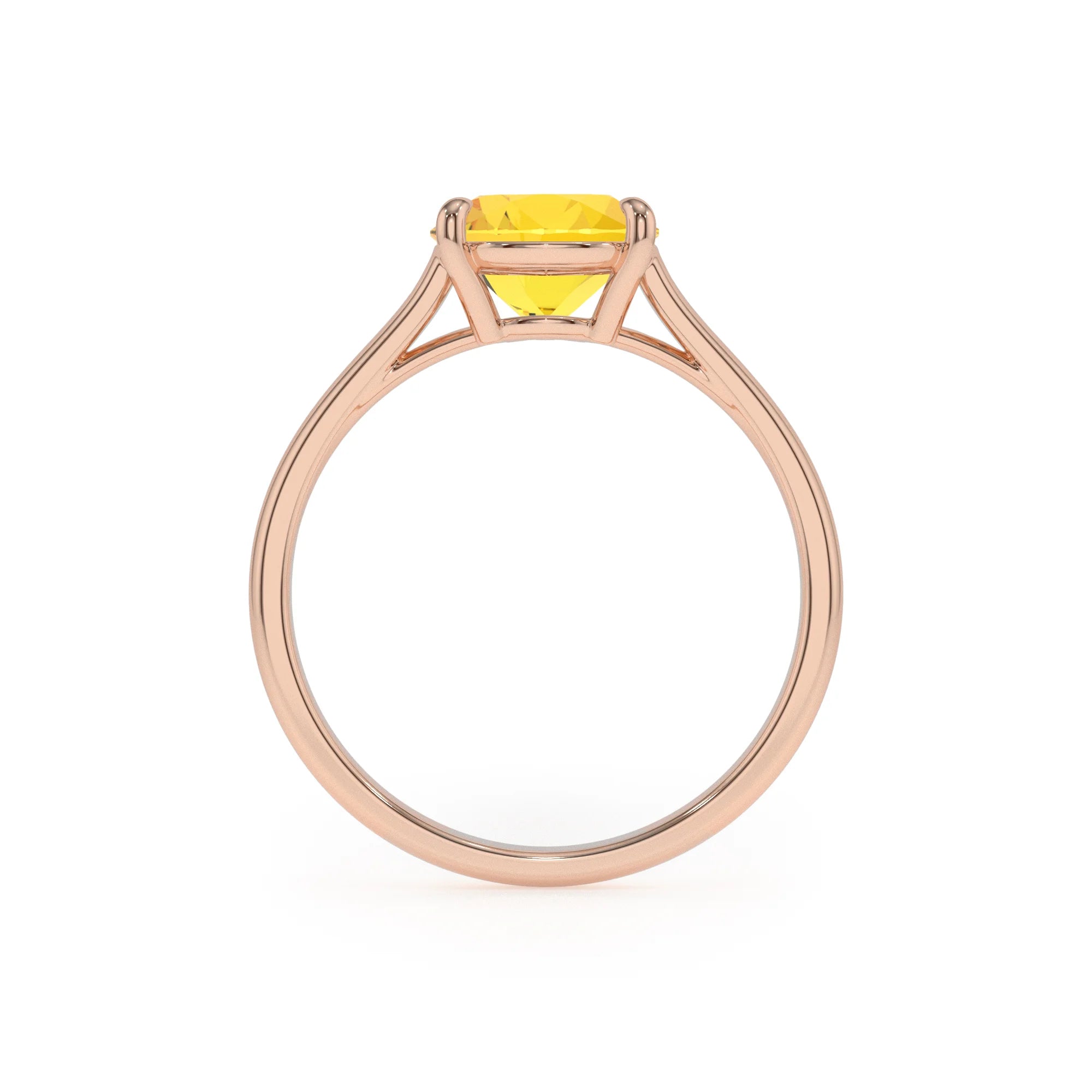 lab grown yellow-sapphire pear solitaire rings in rose gold