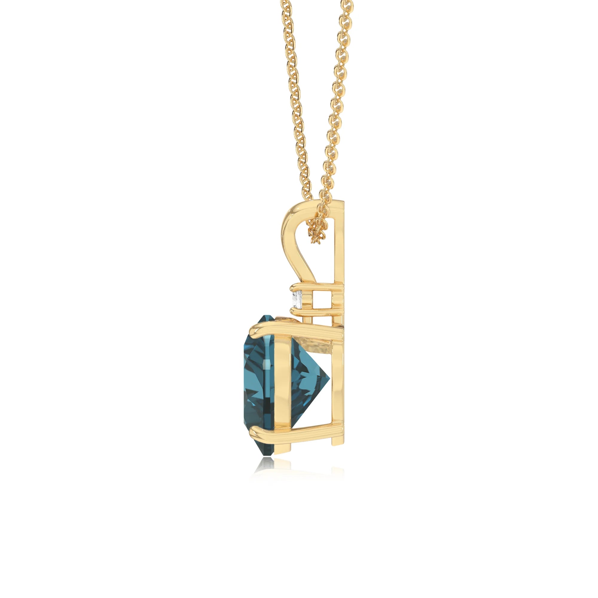 natural london-blue-topaz heart solitaire v-bale necklaces in yellow gold