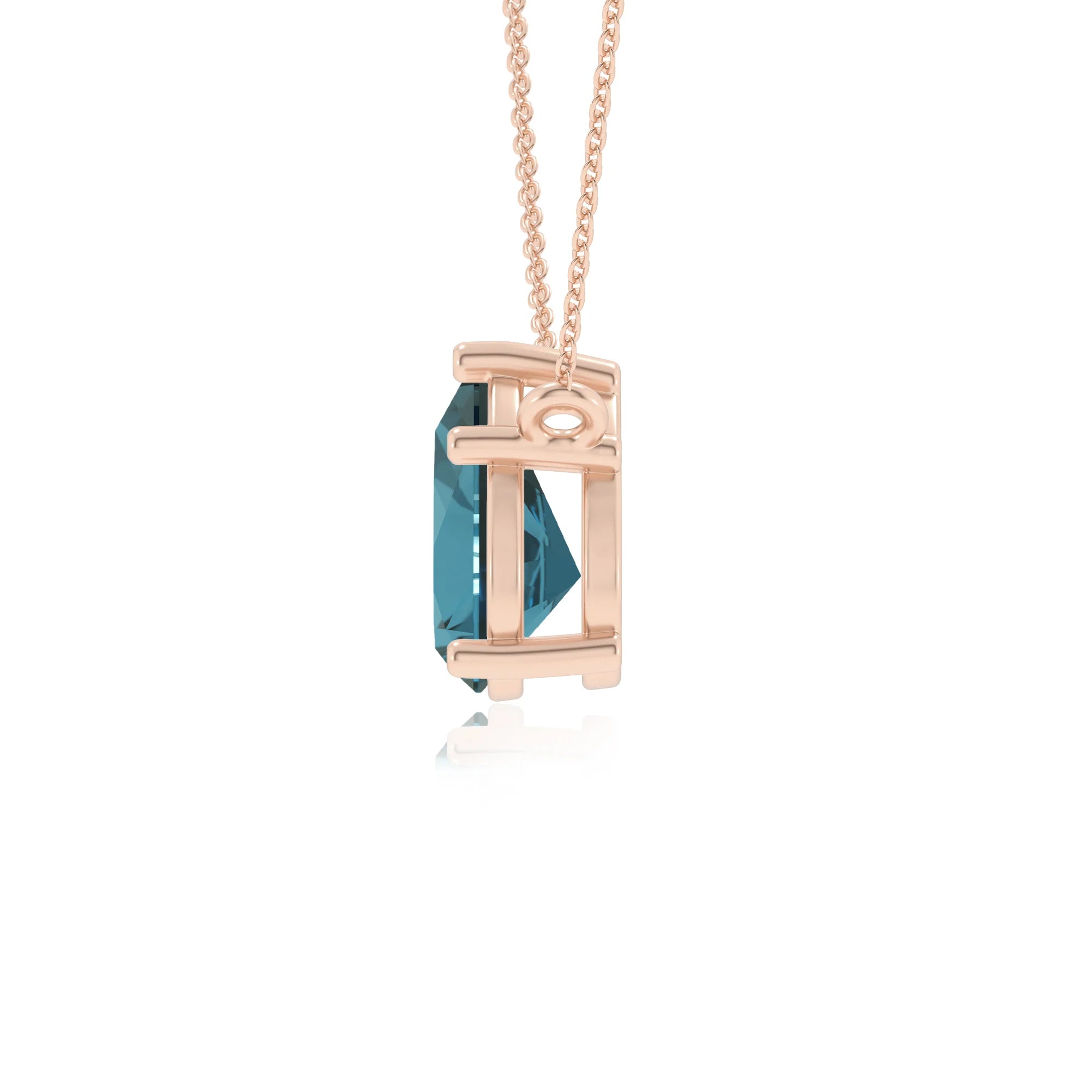 natural london-blue-topaz pear solitaire necklaces in rose gold