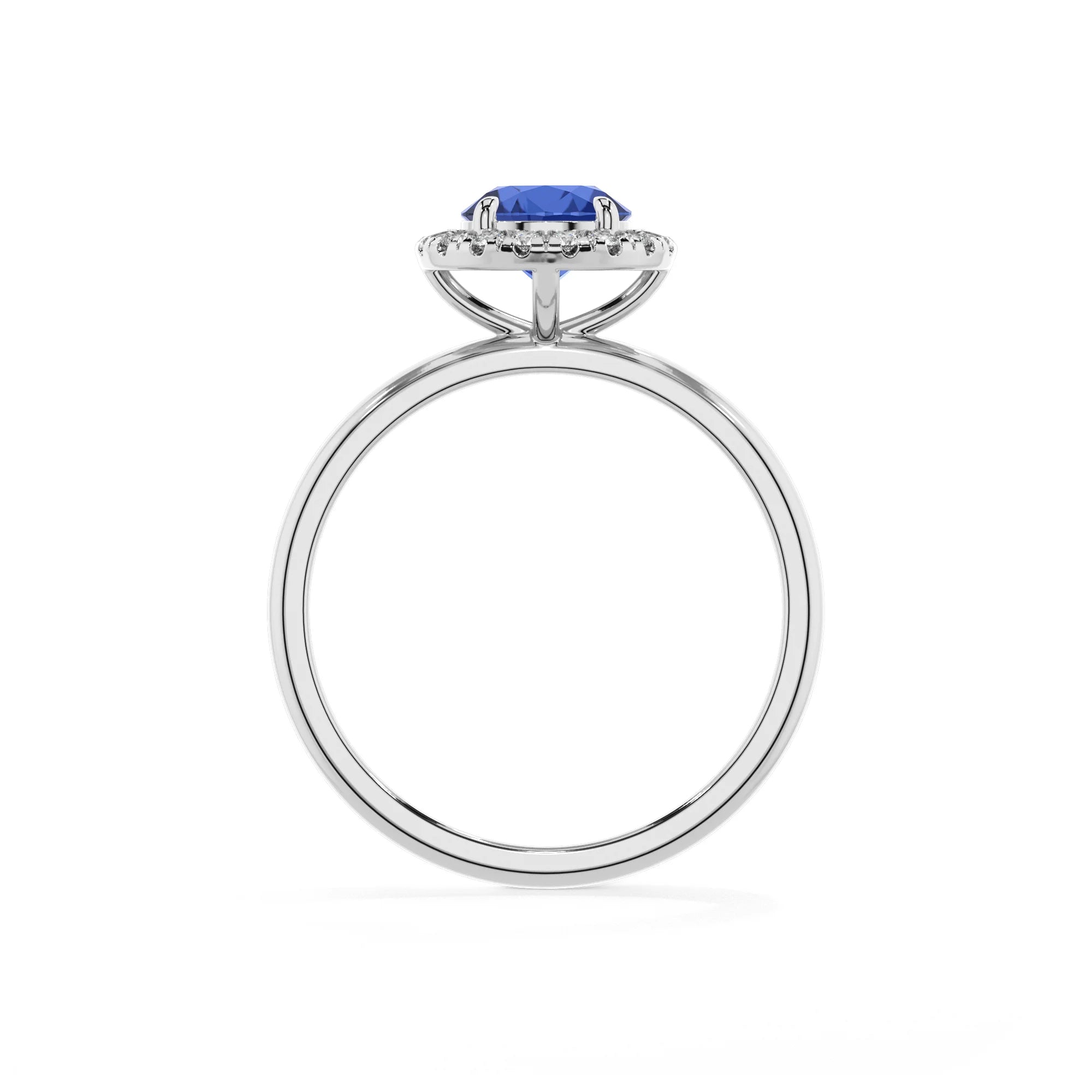 lab grown blue-sapphire round solitaire rings in white gold