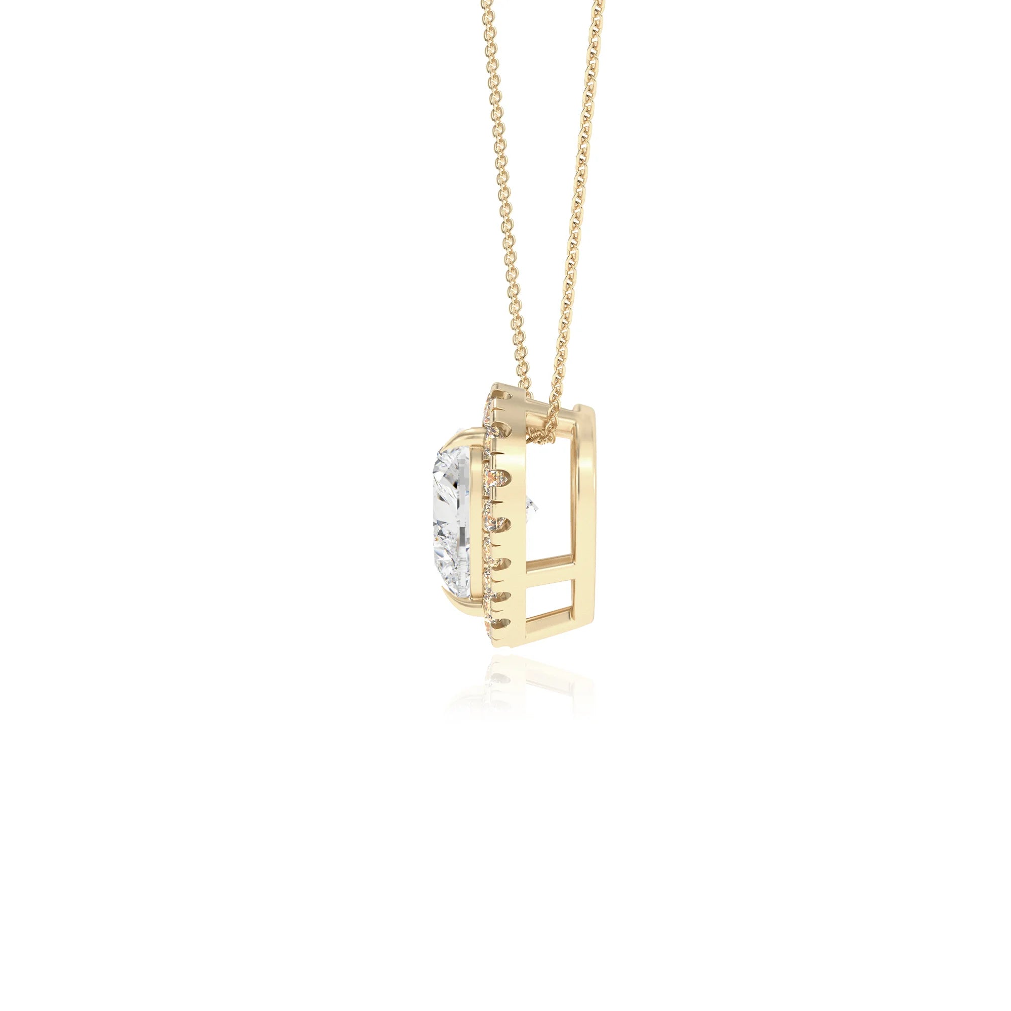 lab grown moissanite heart solitaire necklaces in yellow gold