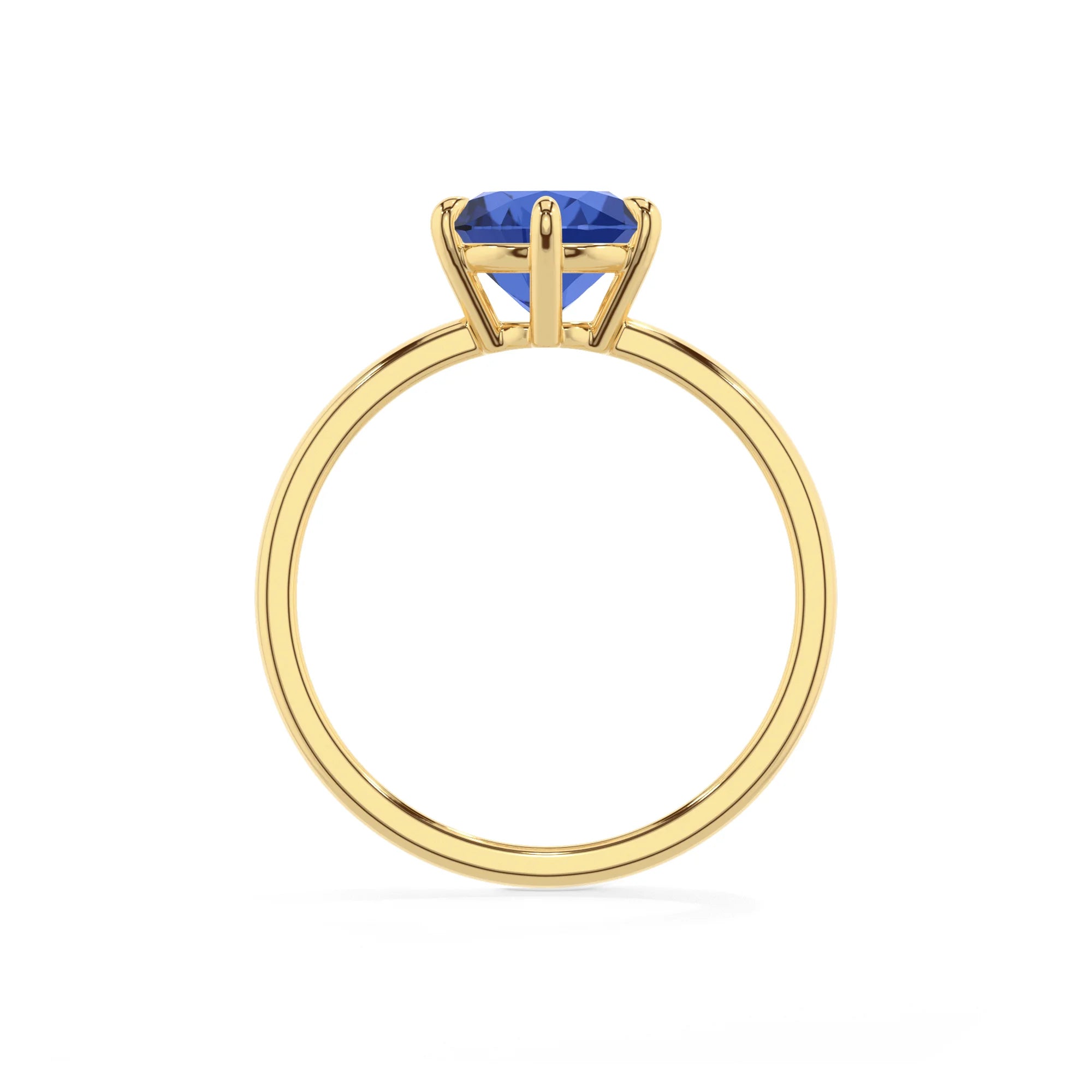 lab grown blue-sapphire round solitaire rings in yellow gold