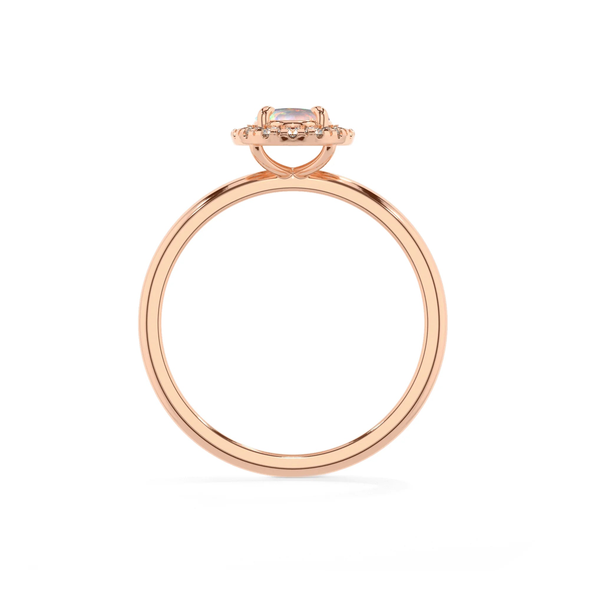 lab grown opal oval solitaire rings in rose gold