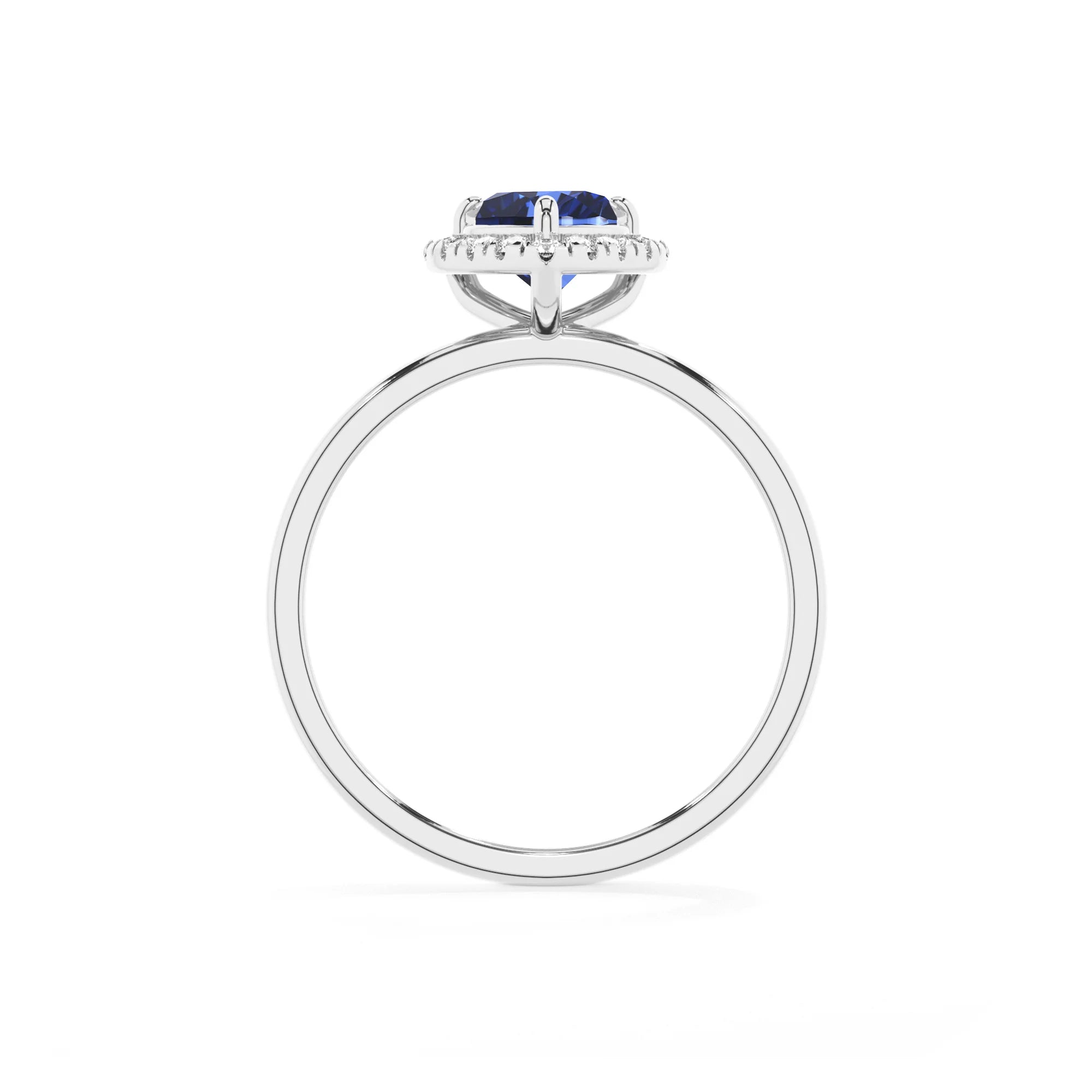 lab grown blue-sapphire heart solitaire rings in white gold