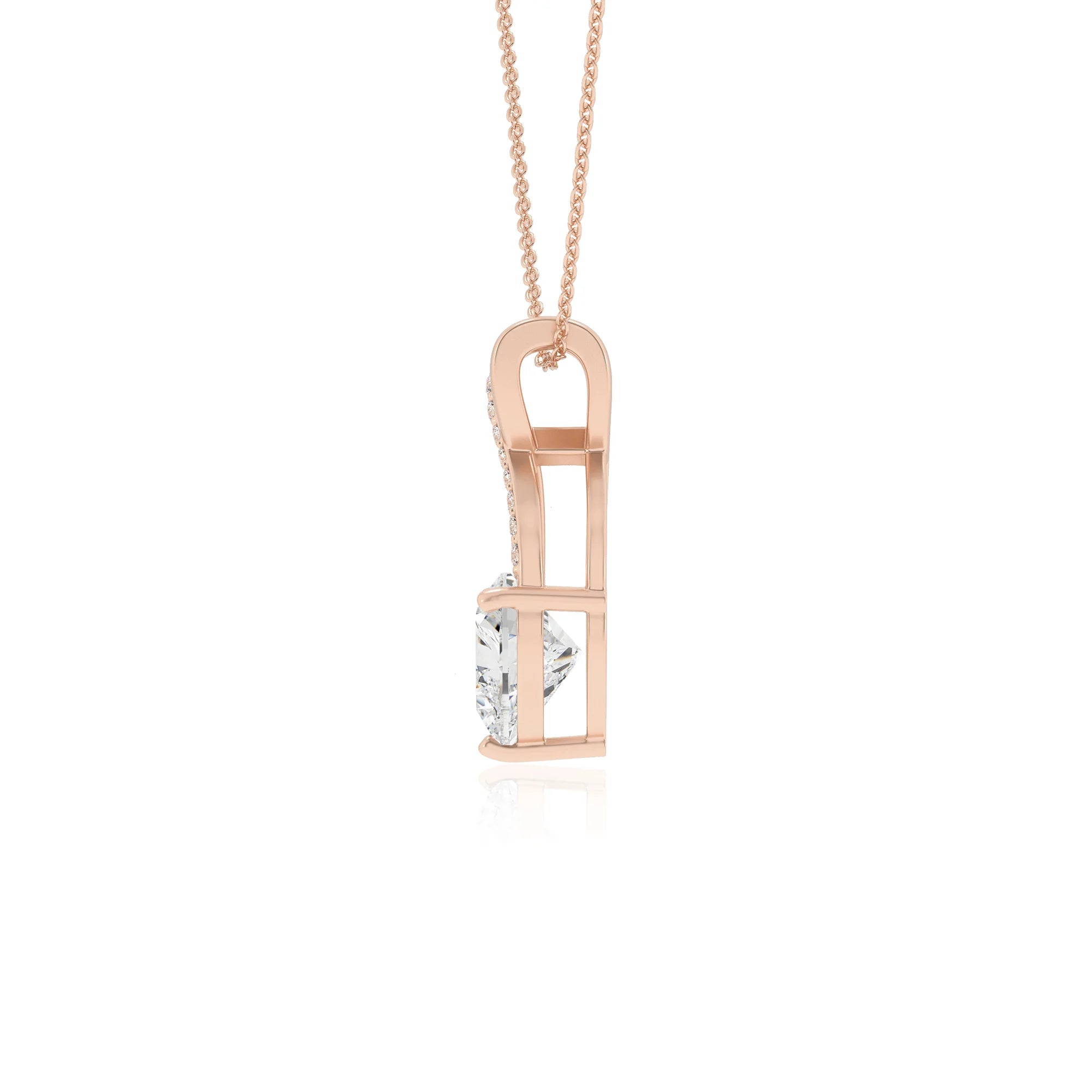 lab grown moissanite heart solitaire necklaces in rose gold