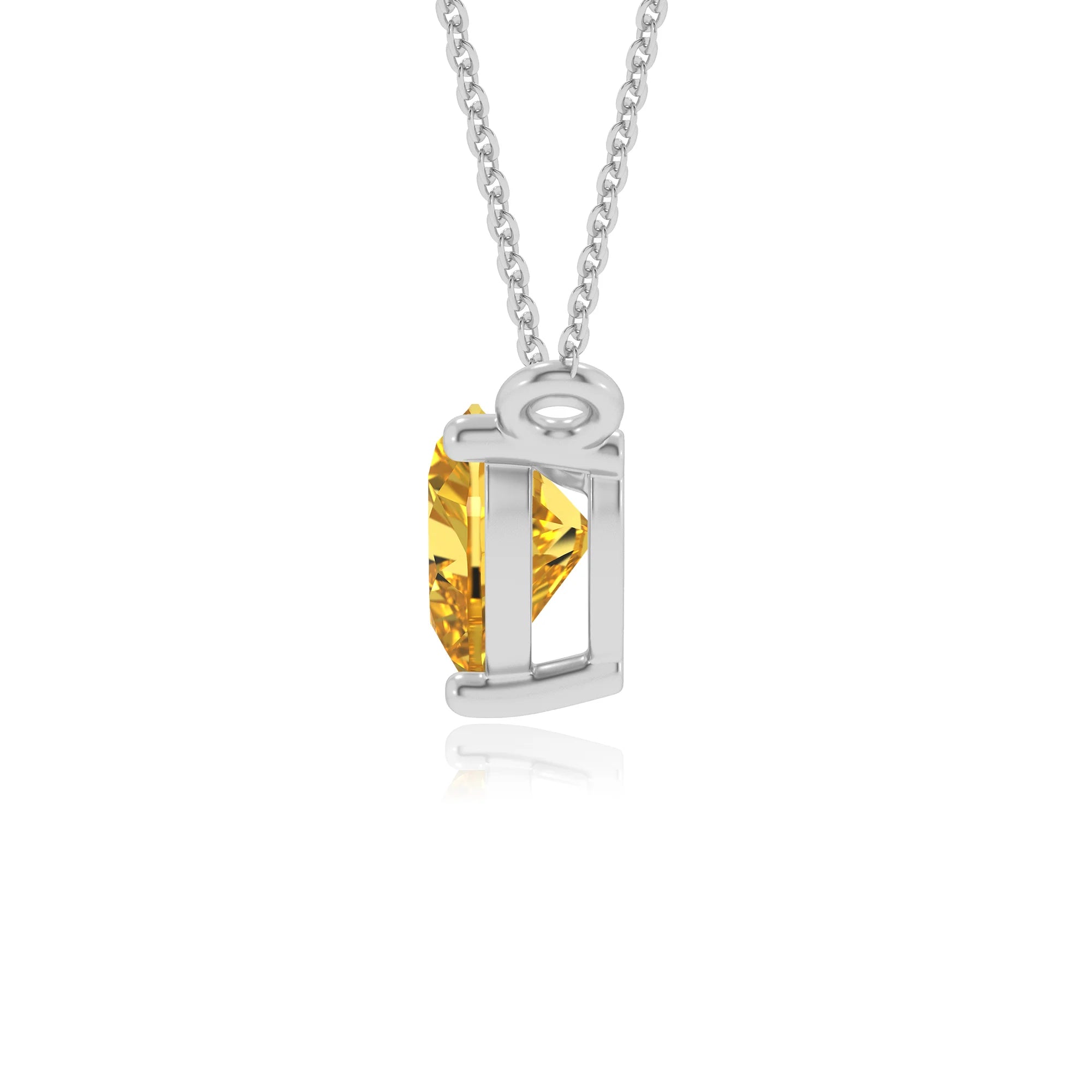 lab grown yellow-sapphire heart solitaire necklaces in platinum