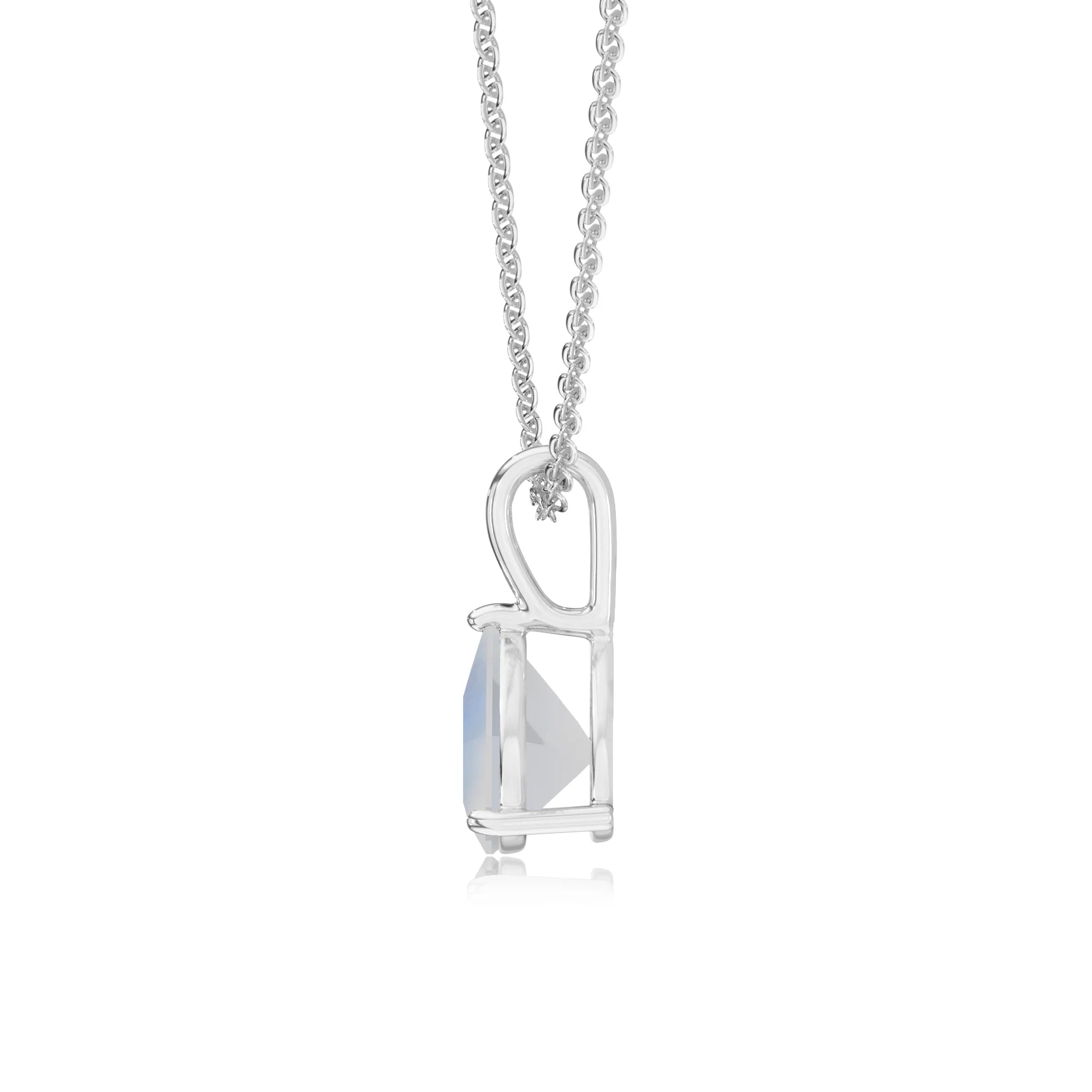 natural rainbow-moonstone trillion solitaire necklaces in sterling silver