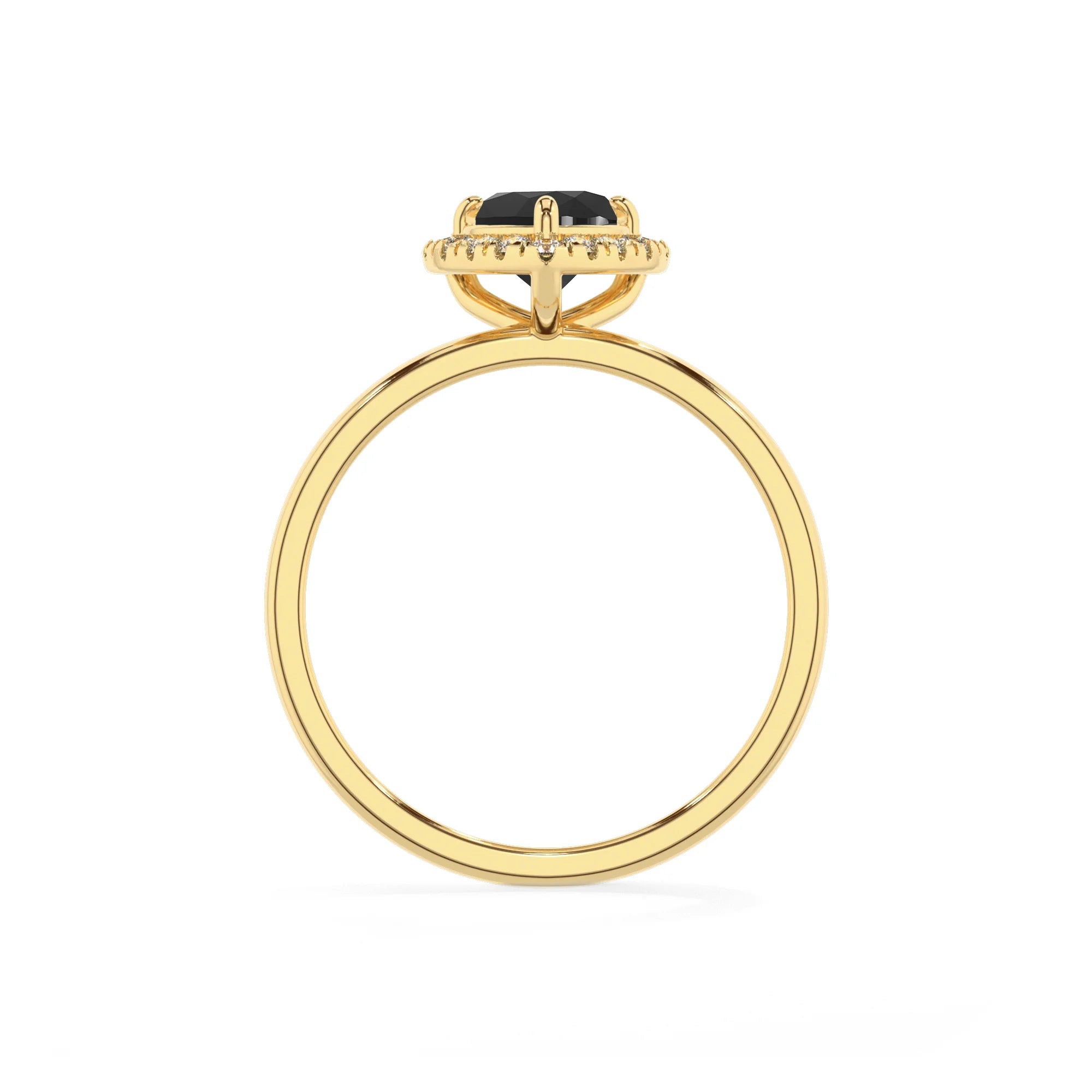 natural black-onyx heart solitaire rings in yellow gold