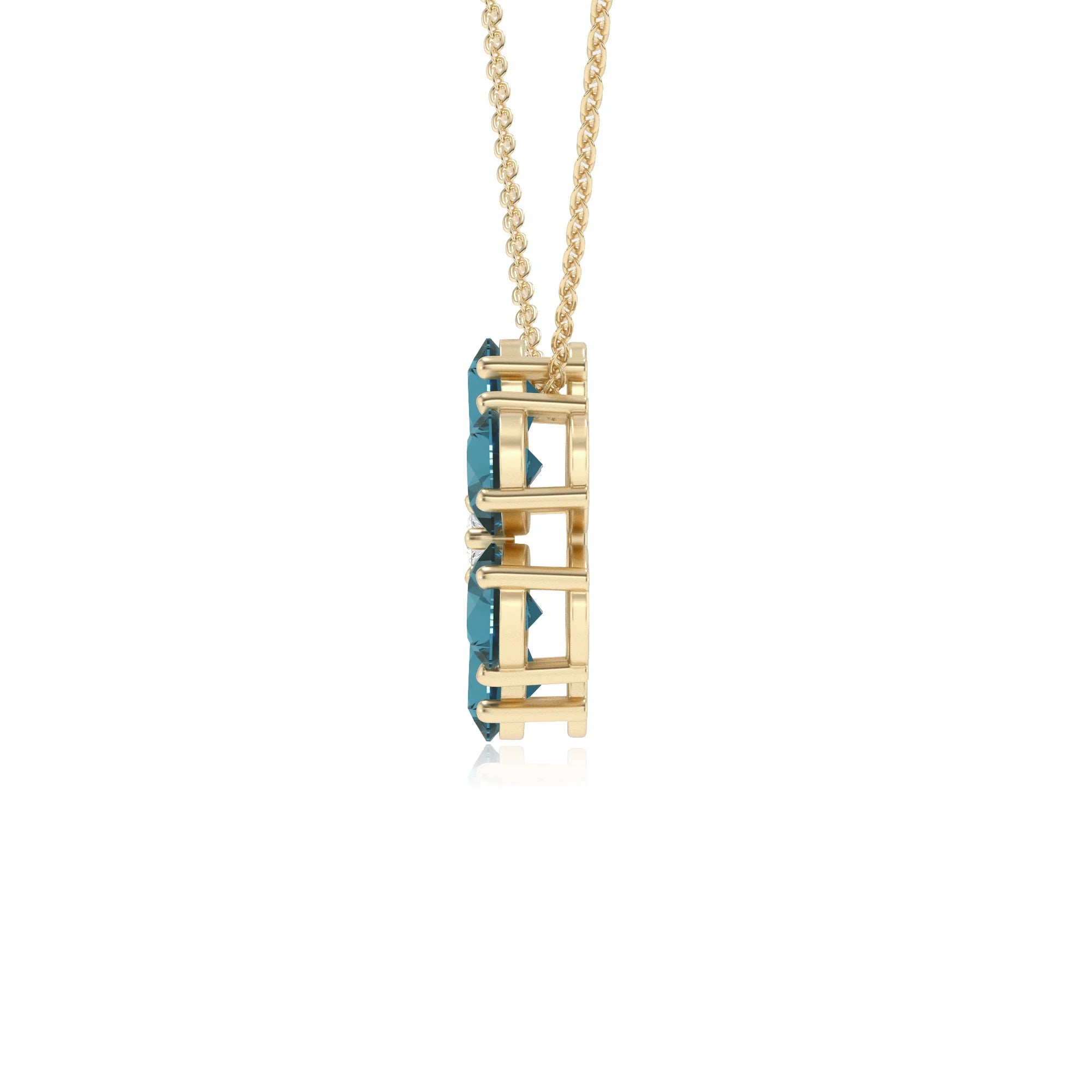 natural london-blue-topaz pear solitaire necklaces in yellow gold