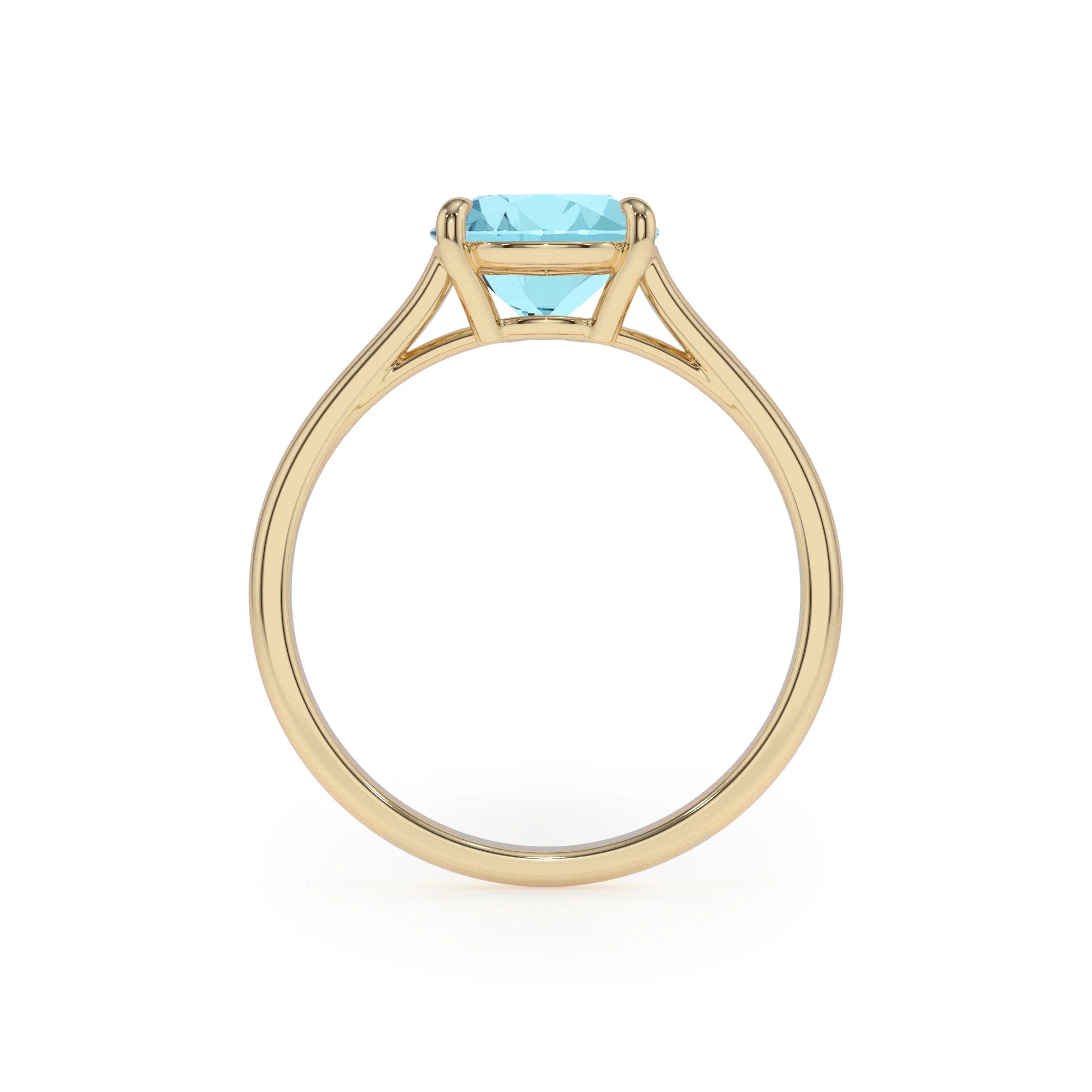 lab grown aquamarine pear solitaire rings in yellow gold