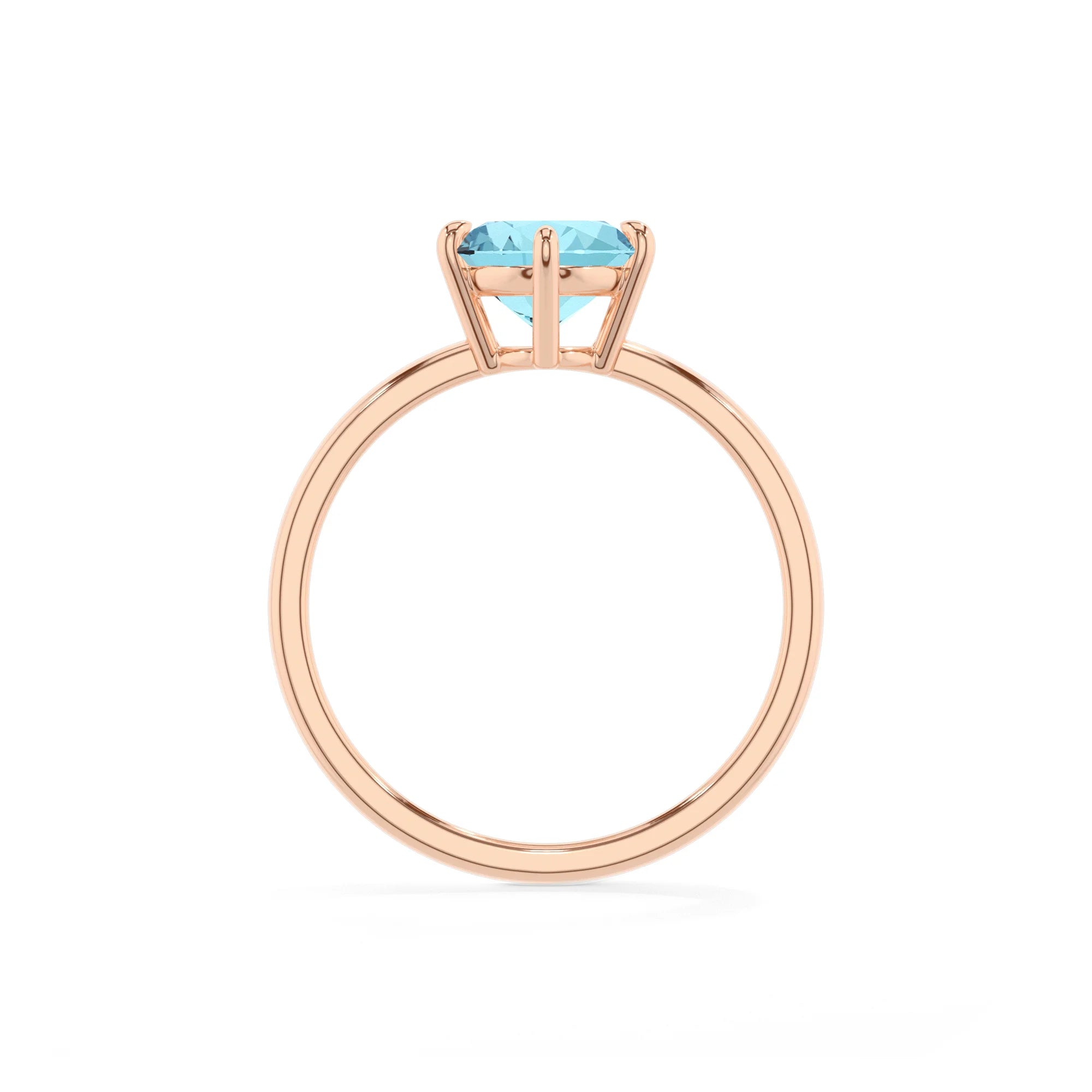 lab grown aquamarine oval solitaire rings in rose gold