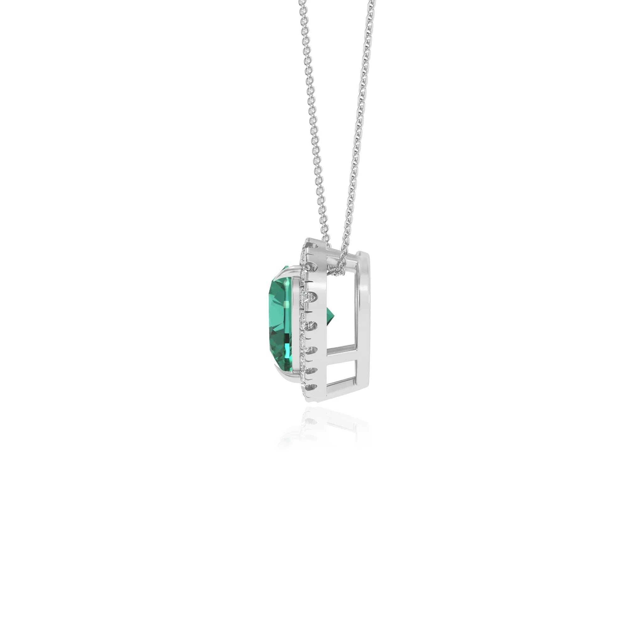 lab grown emerald heart solitaire necklaces in sterling silver