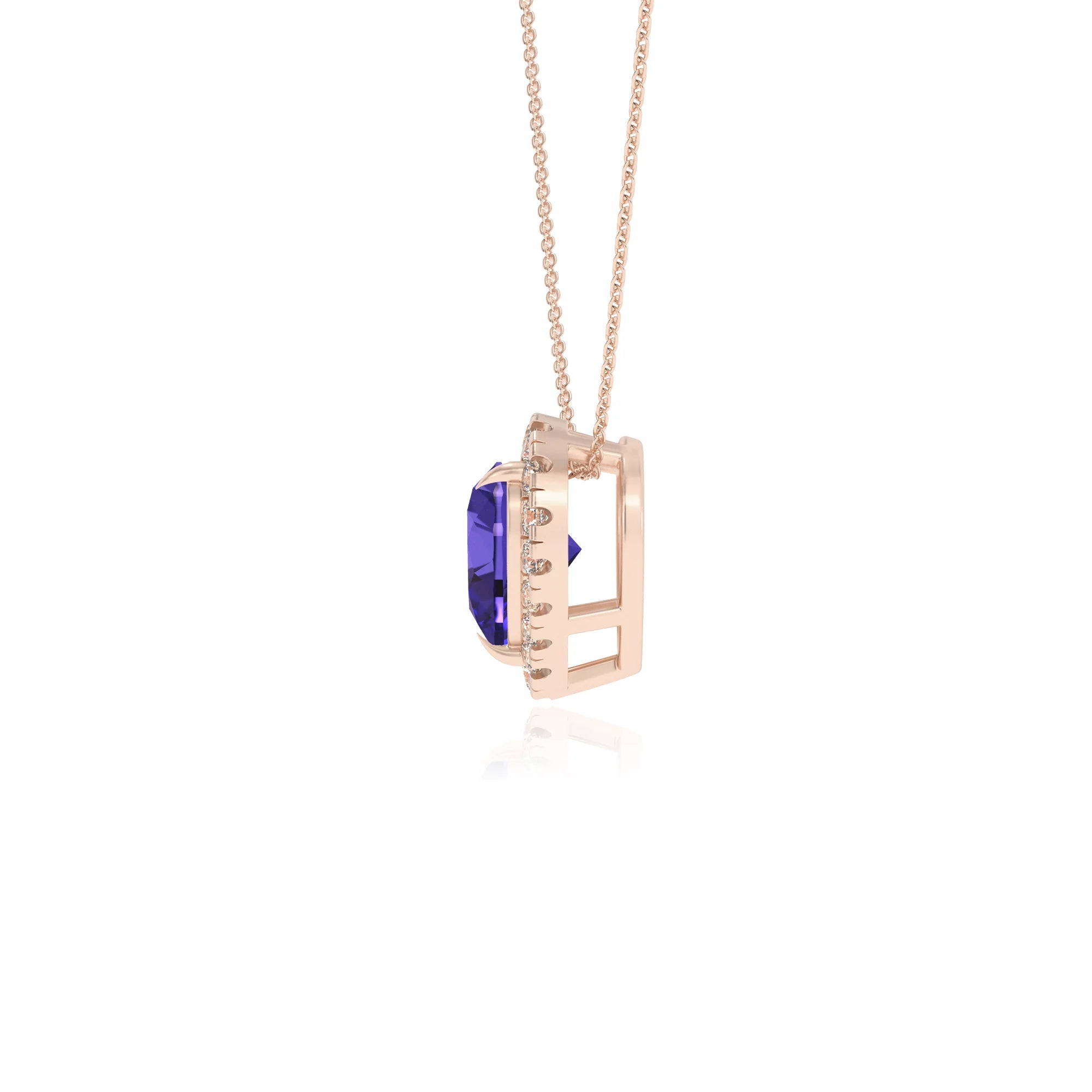 lab grown tanzanite heart solitaire necklaces in rose gold