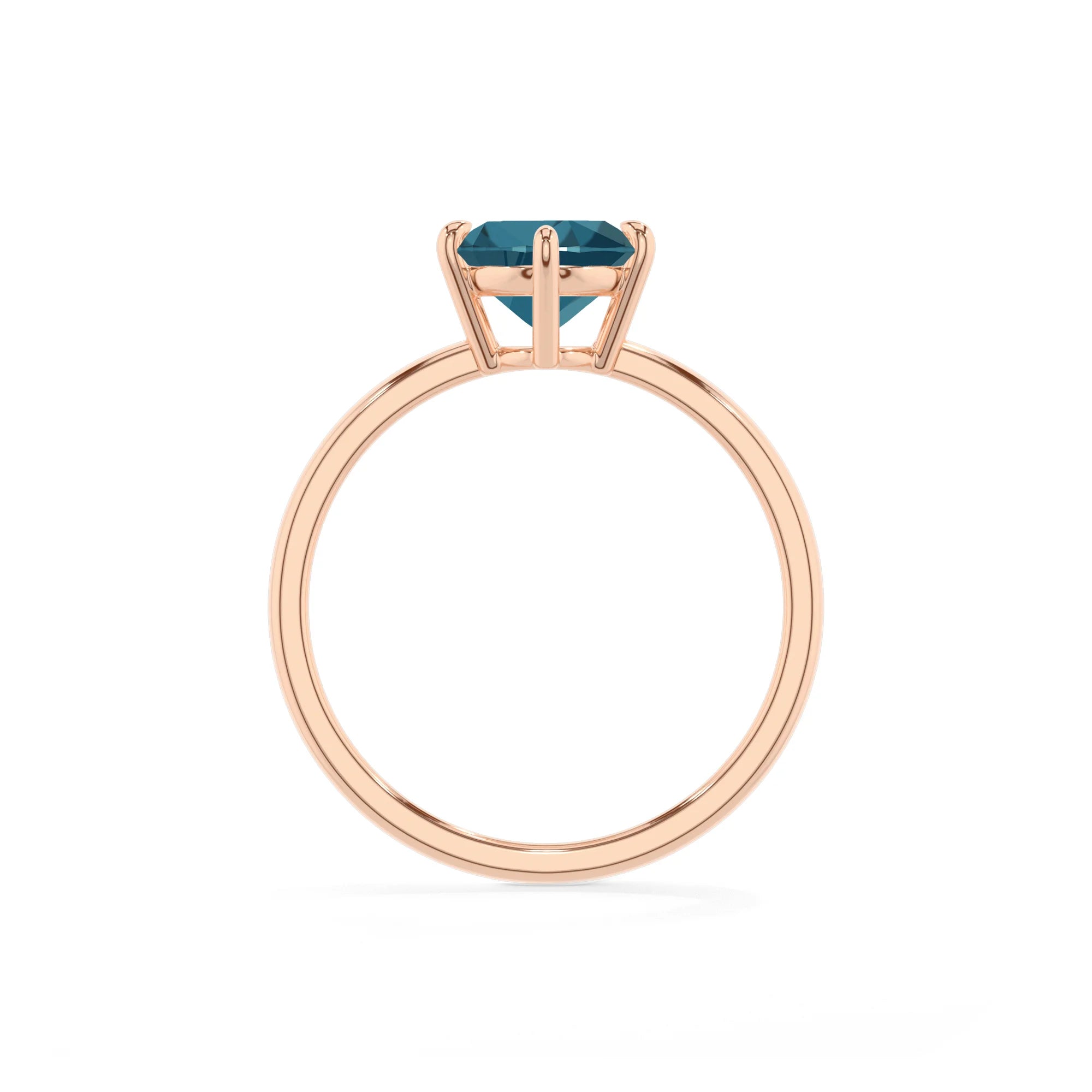 natural london-blue-topaz oval solitaire rings in rose gold