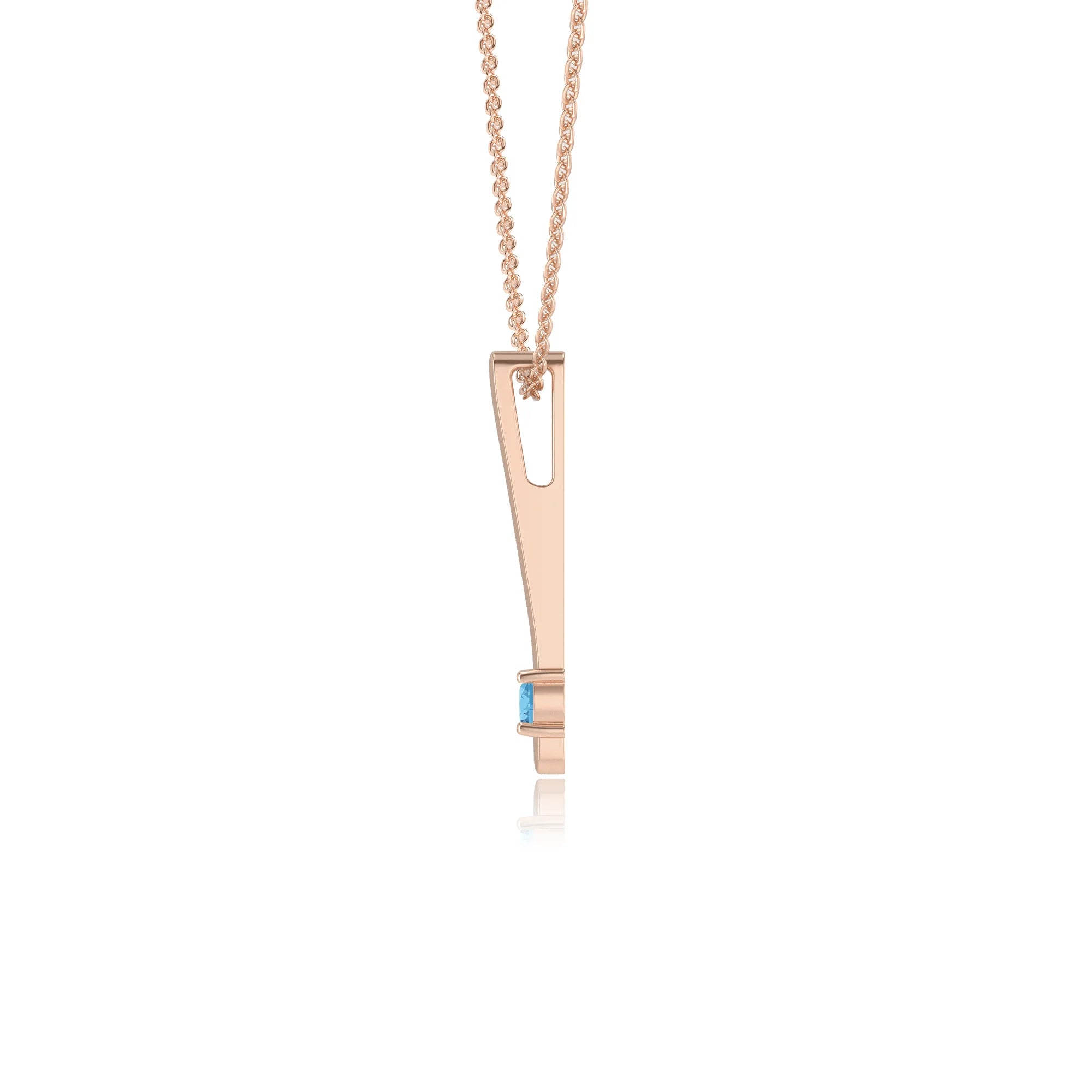 natural swiss-blue-topaz round bar necklaces in rose gold