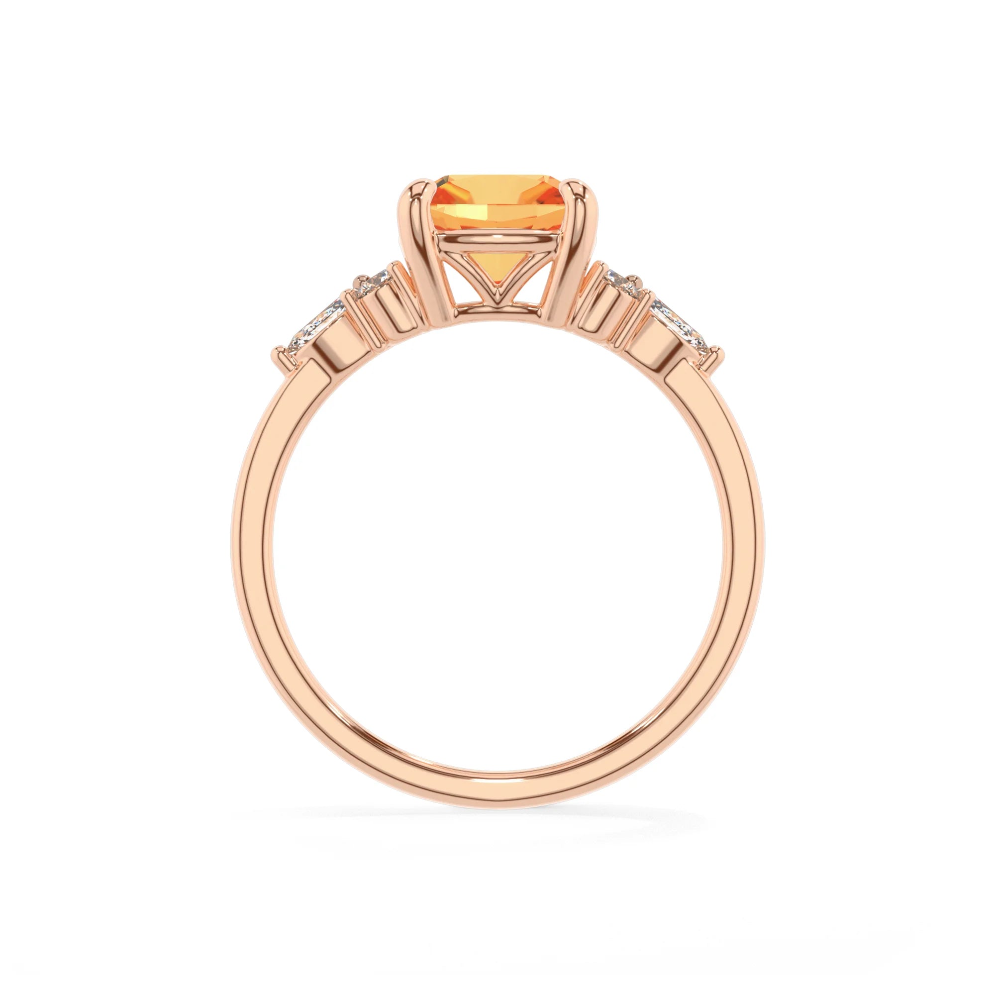 lab grown citrine cushion solitaire rings in rose gold