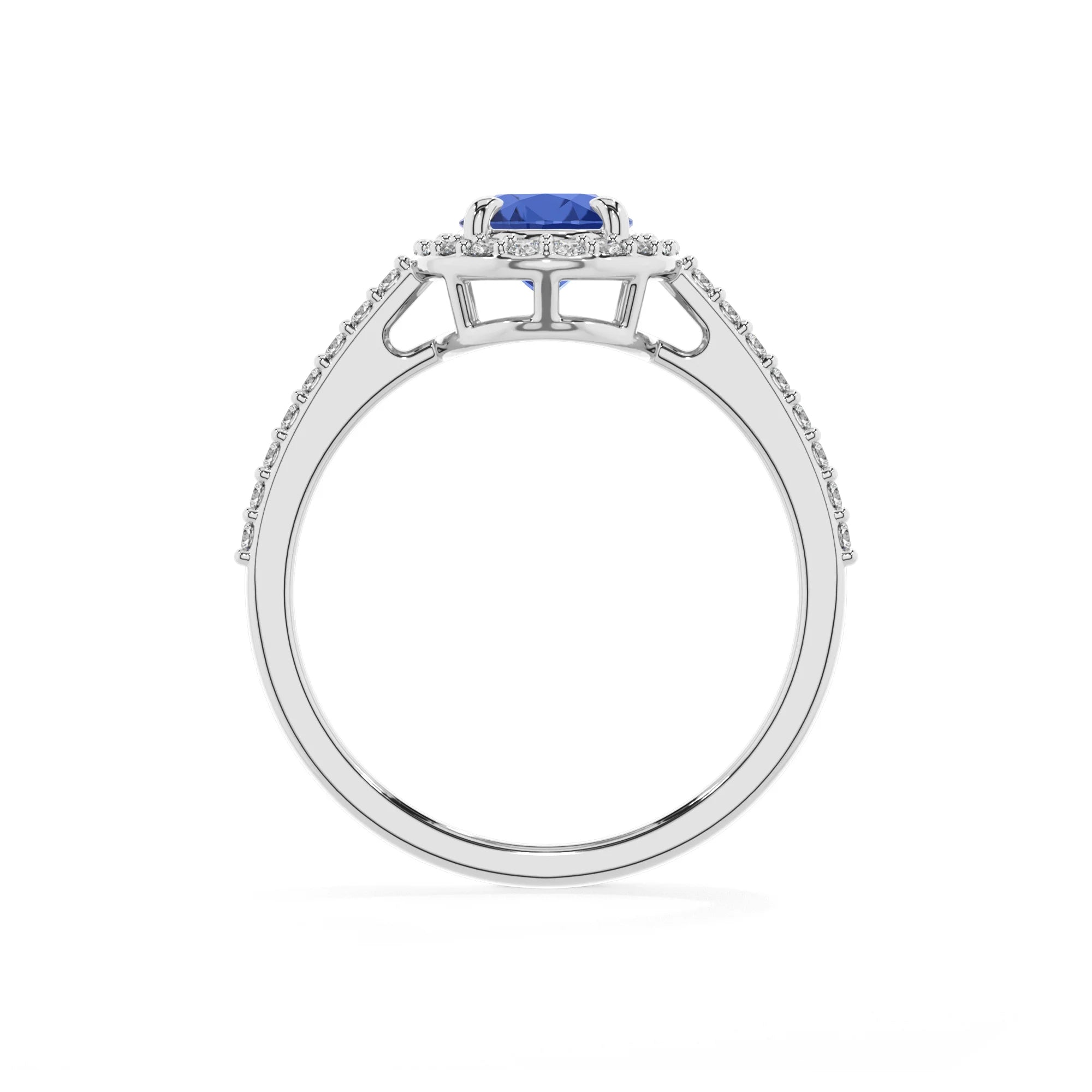 lab grown blue-sapphire oval solitaire rings in sterling silver