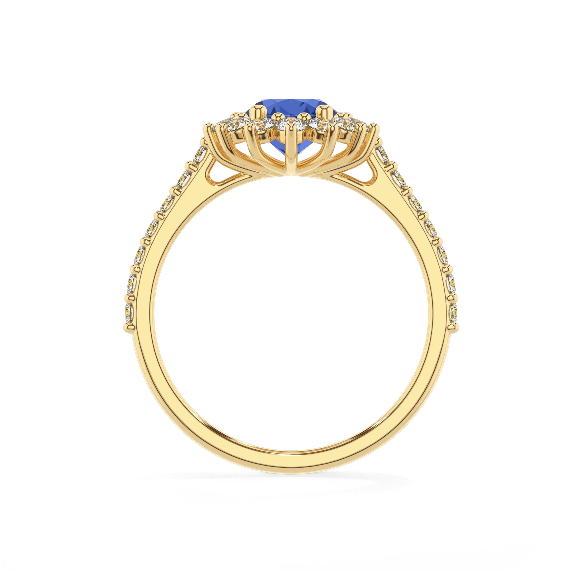 lab grown blue-sapphire oval solitaire rings in yellow gold