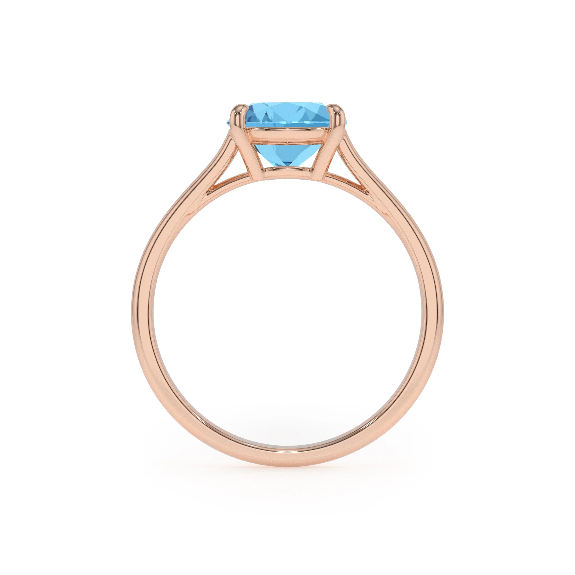 natural swiss-blue-topaz pear solitaire rings in rose gold