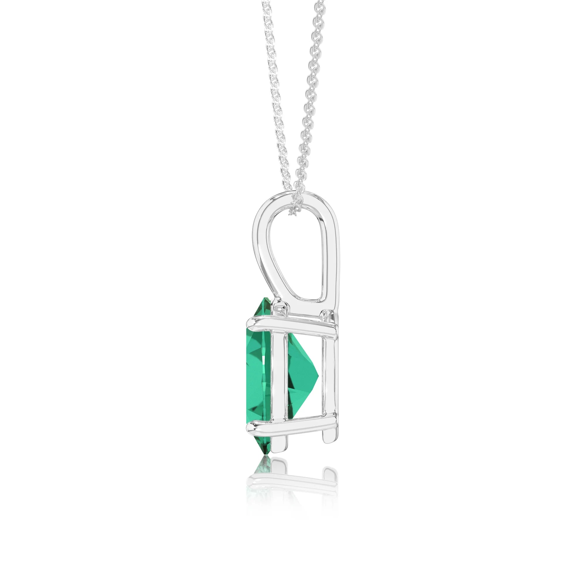 lab grown emerald oval solitaire necklaces in sterling silver