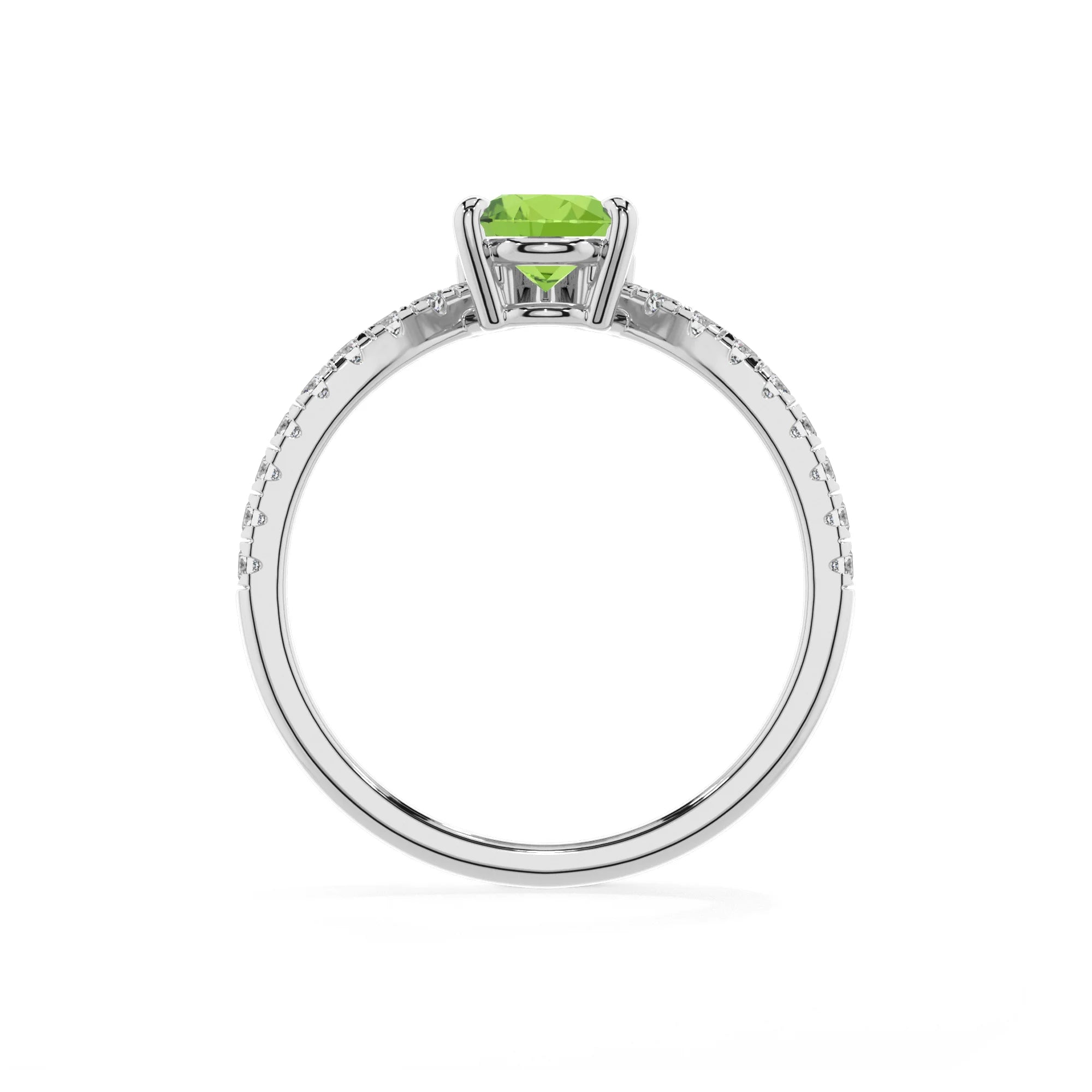 natural peridot pear solitaire rings in platinum