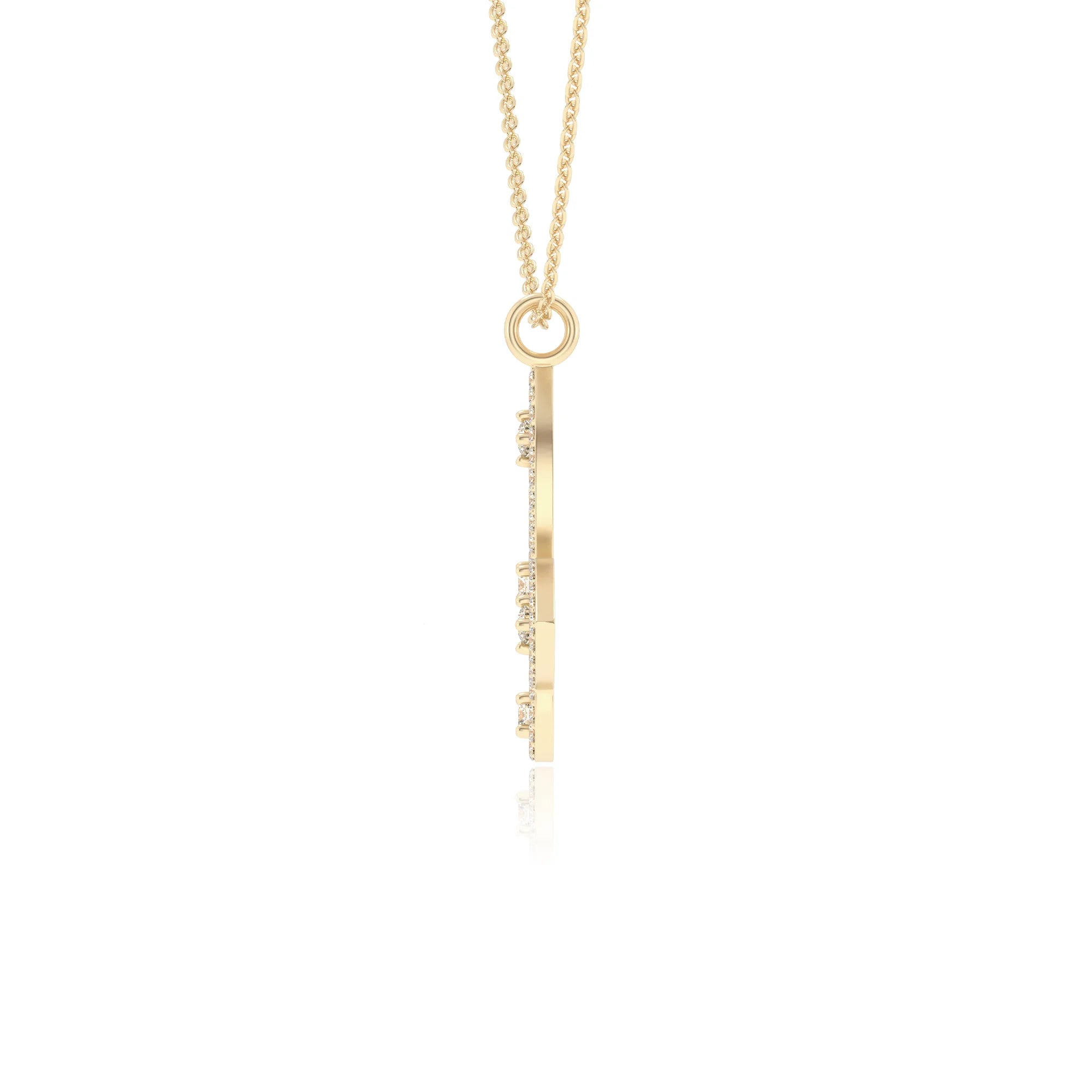 lab grown moissanite round infinity necklaces in yellow gold