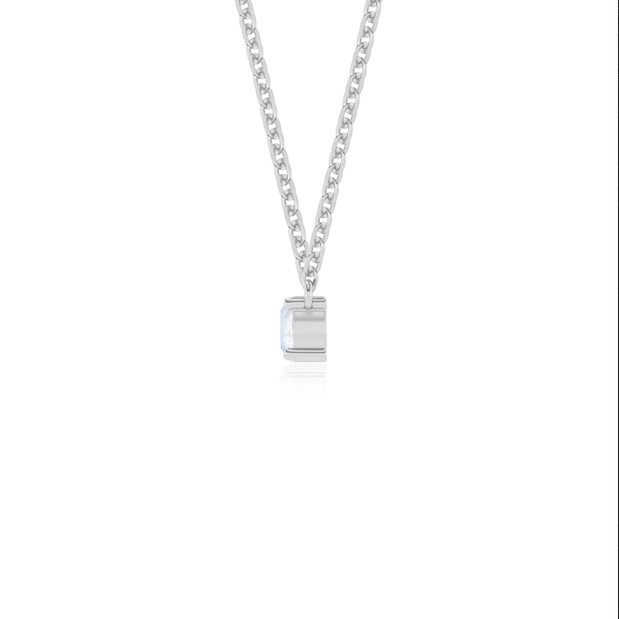 natural rainbow-moonstone round bar v-bale necklaces in platinum