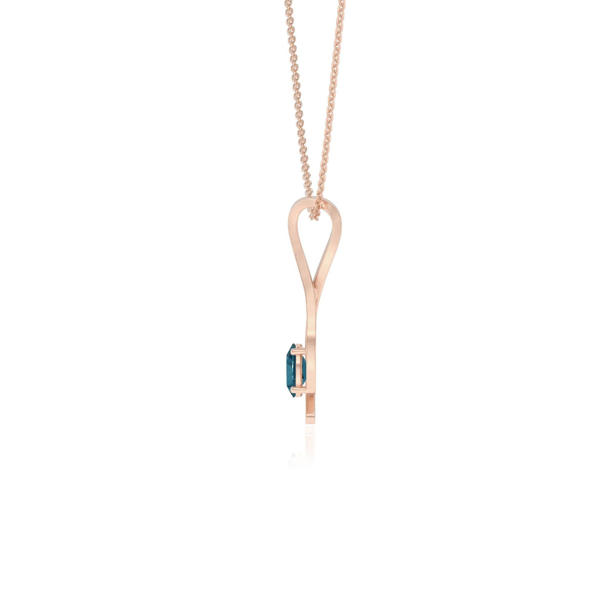 natural london-blue-topaz oval solitaire necklaces in rose gold