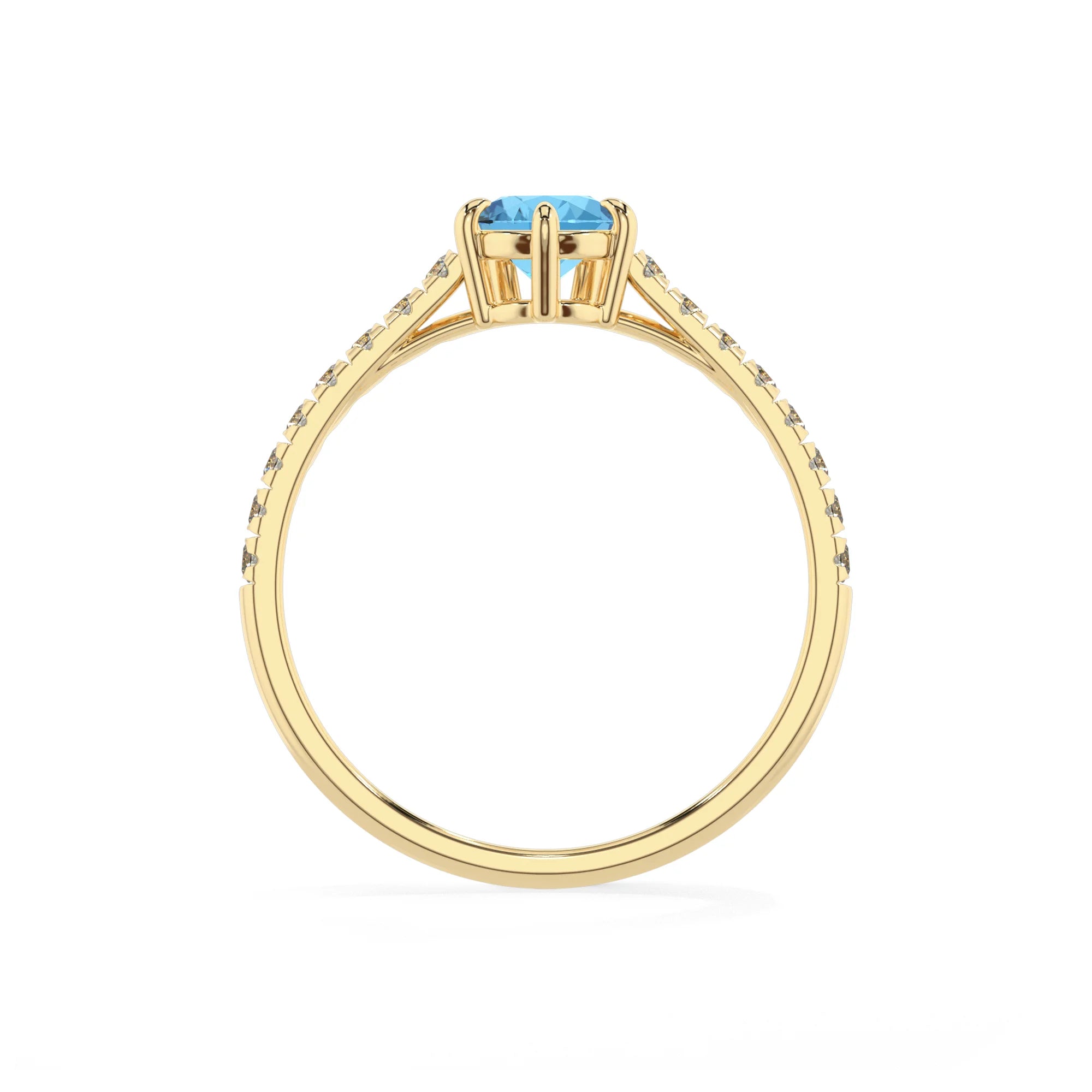 natural swiss-blue-topaz pear half eternity solitaire engagement rings in yellow gold
