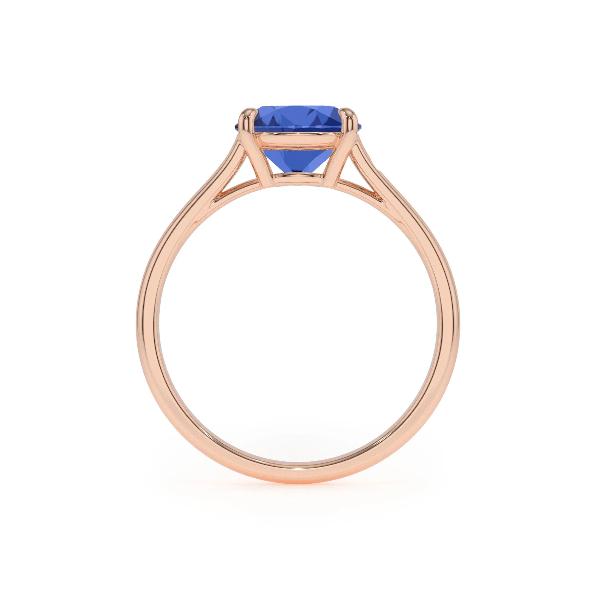 lab grown blue-sapphire cushion solitaire rings in rose gold