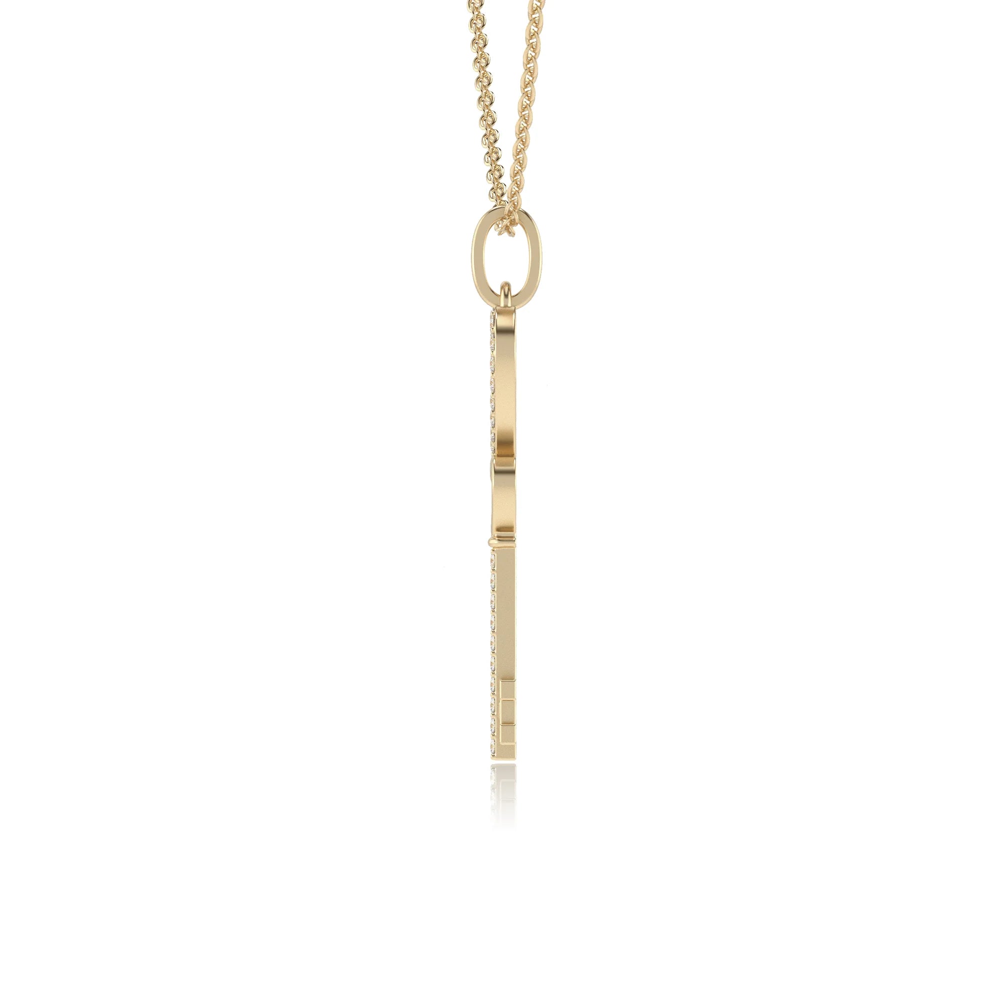 lab grown moissanite round drop necklaces in yellow gold